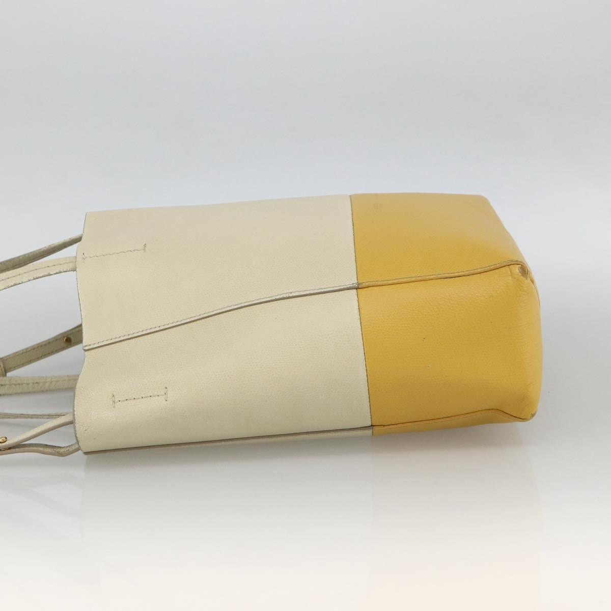 CELINE Hand Bag Leather 2way Beige Gold Auth ka3526