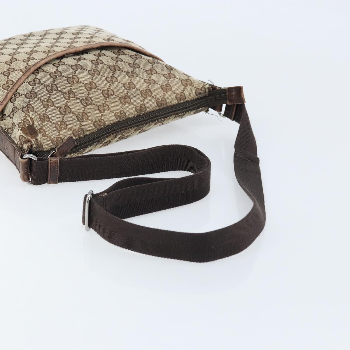 GUCCI GG Canvas Shoulder Bag Beige Silver 145857 Auth ka3527