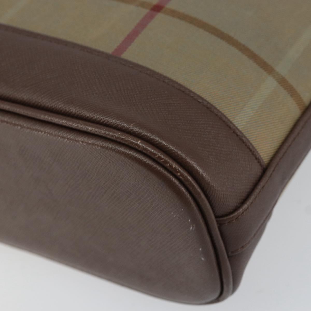 Burberrys Nova Check Shoulder Bag Canvas Beige Gold Auth ka353