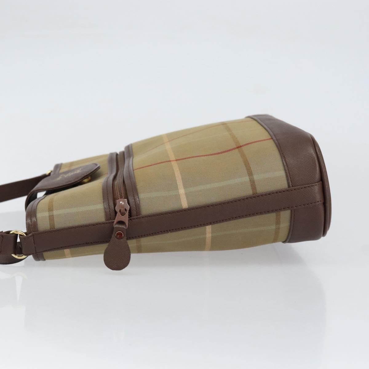 Burberrys Nova Check Shoulder Bag Canvas Beige Gold Auth ka353