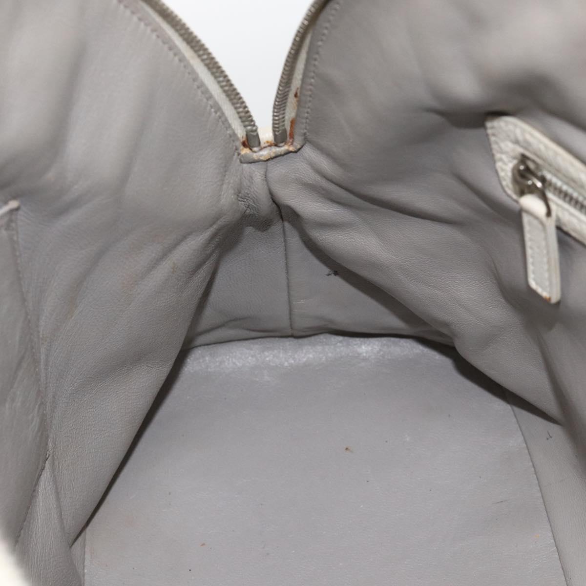 Christian Dior Shoulder Bag Leather White Silver Auth ka3530A