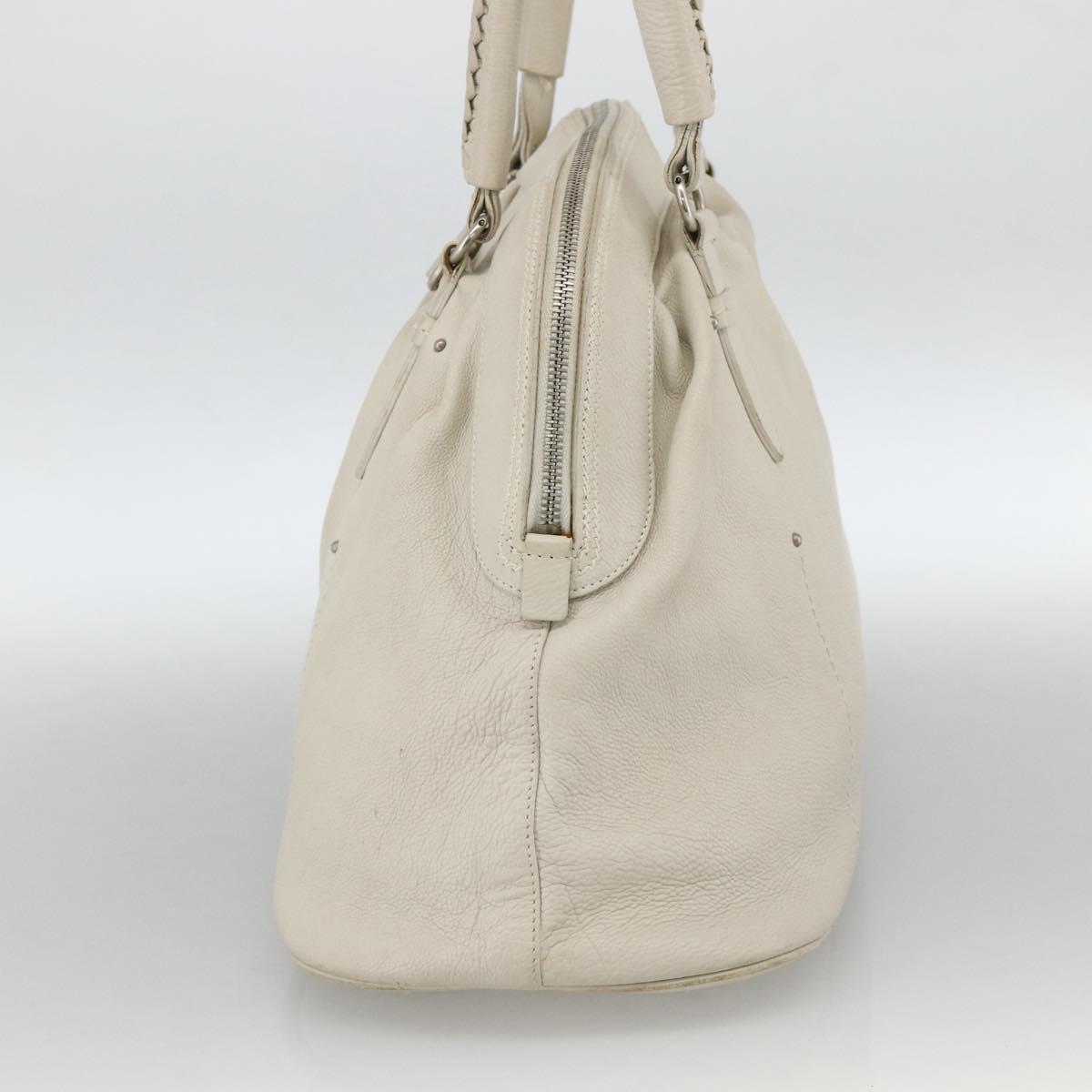 Christian Dior Shoulder Bag Leather White Silver Auth ka3530A