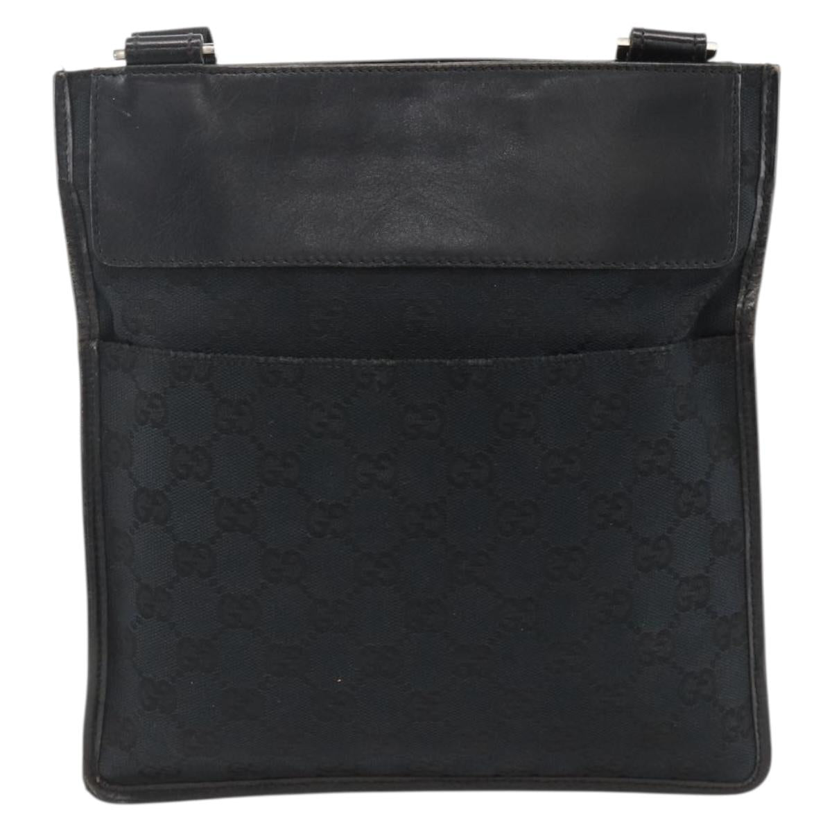 GUCCI GG Canvas Shoulder Bag Black Silver 019 0348 Auth ka3532
