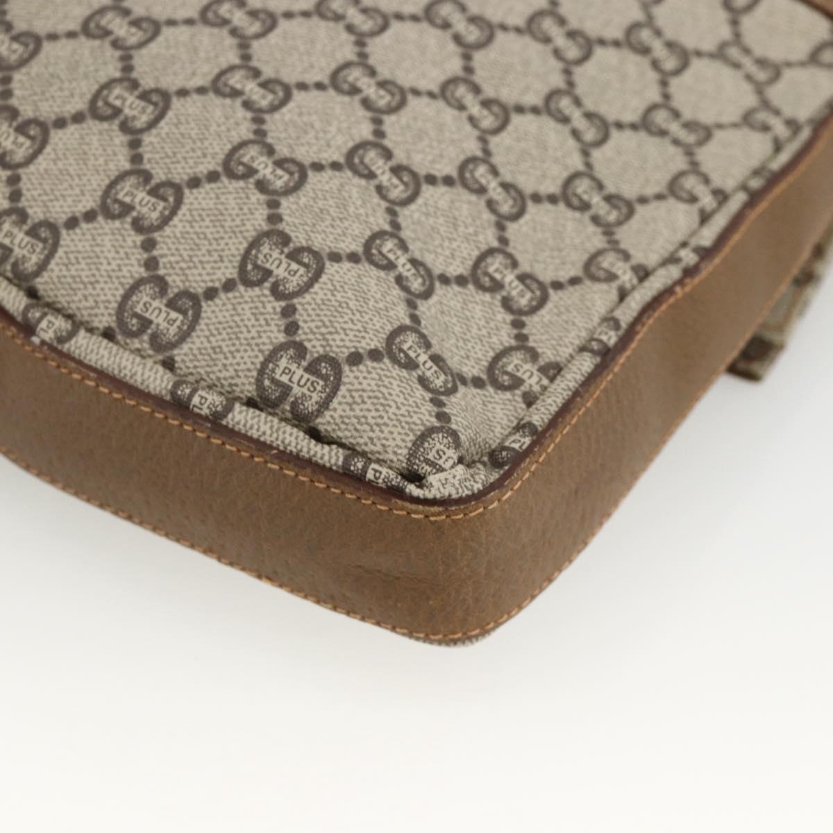 GUCCI GG Plus Supreme Clutch Bag PVC Gold Beige Auth ka3533