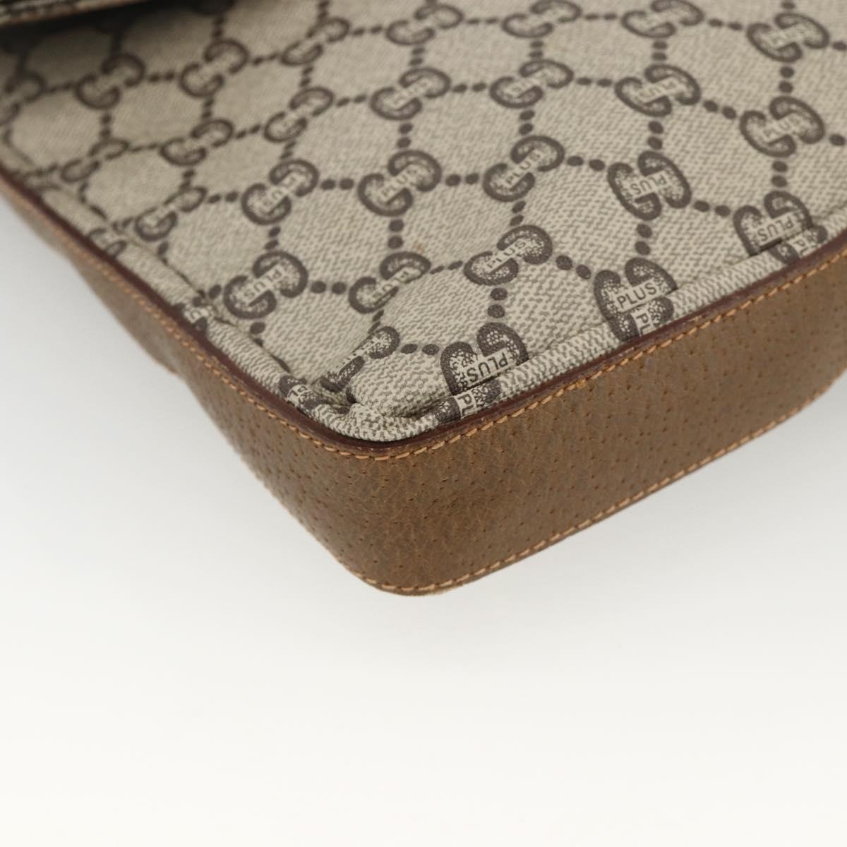 GUCCI GG Plus Supreme Clutch Bag PVC Gold Beige Auth ka3533
