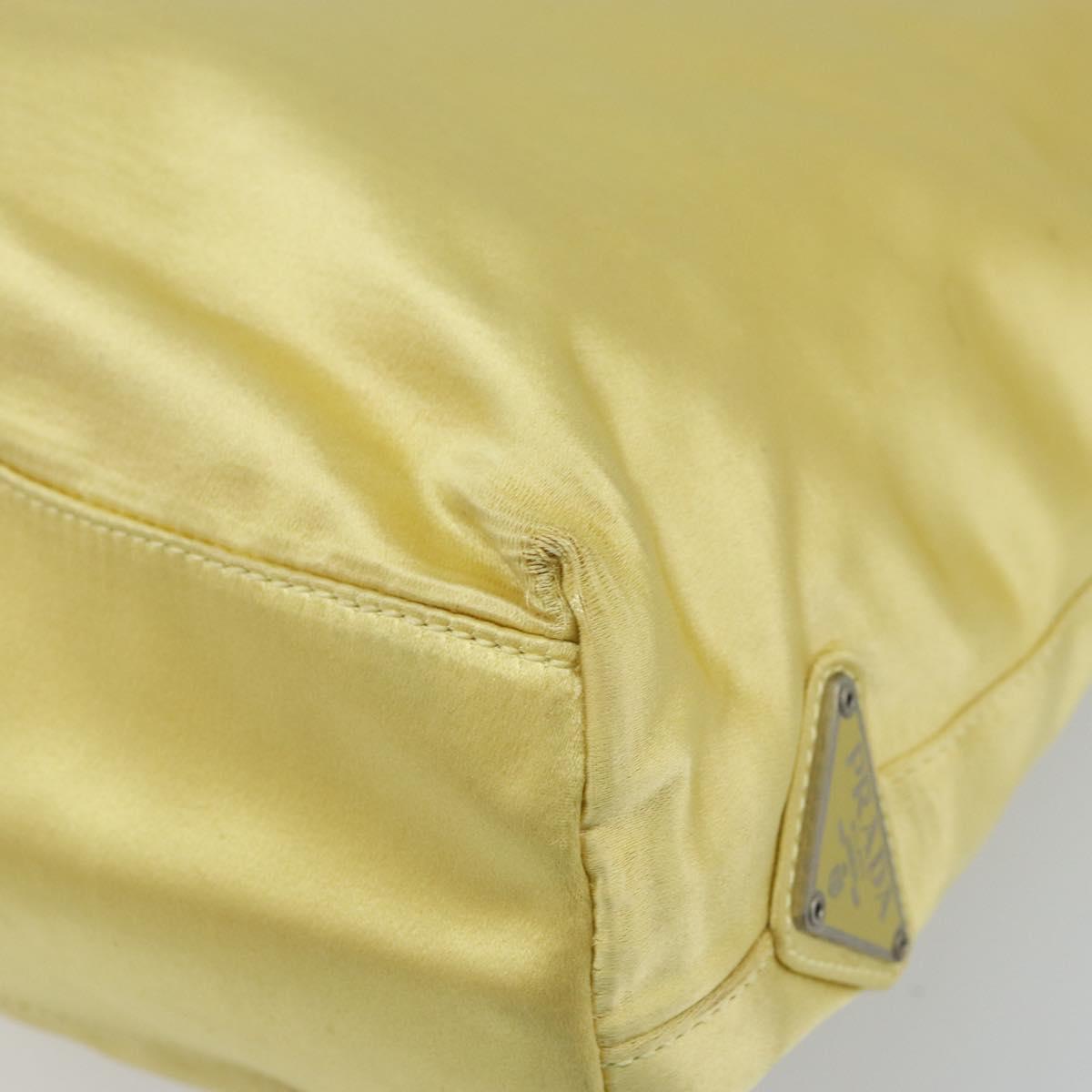 PRADA Hand Bag Satin Yellow Silver Auth ka3534