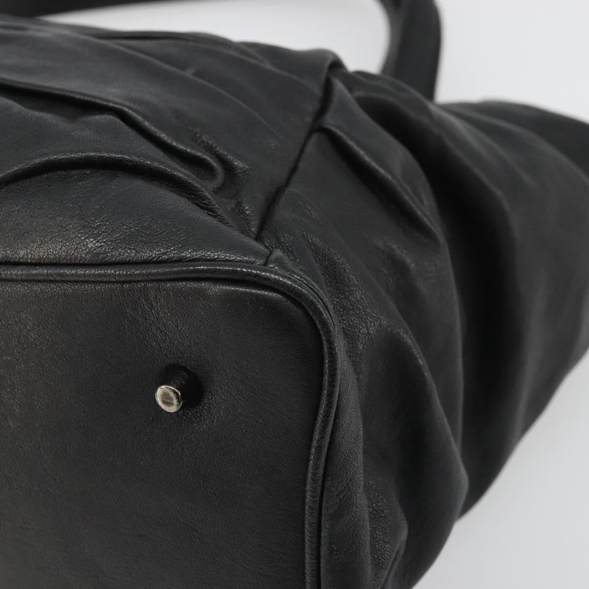 BURBERRY Hand Bag Leather Black Silver Auth ka3537