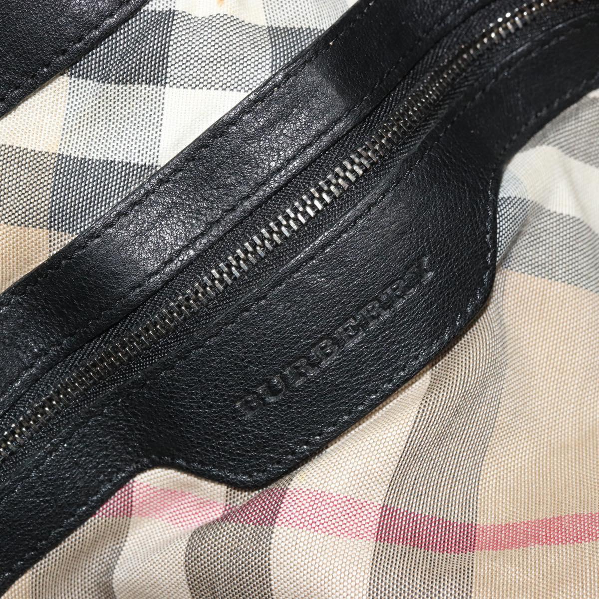 BURBERRY Hand Bag Leather Black Silver Auth ka3537