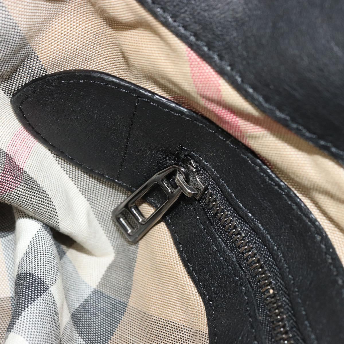 BURBERRY Hand Bag Leather Black Silver Auth ka3537