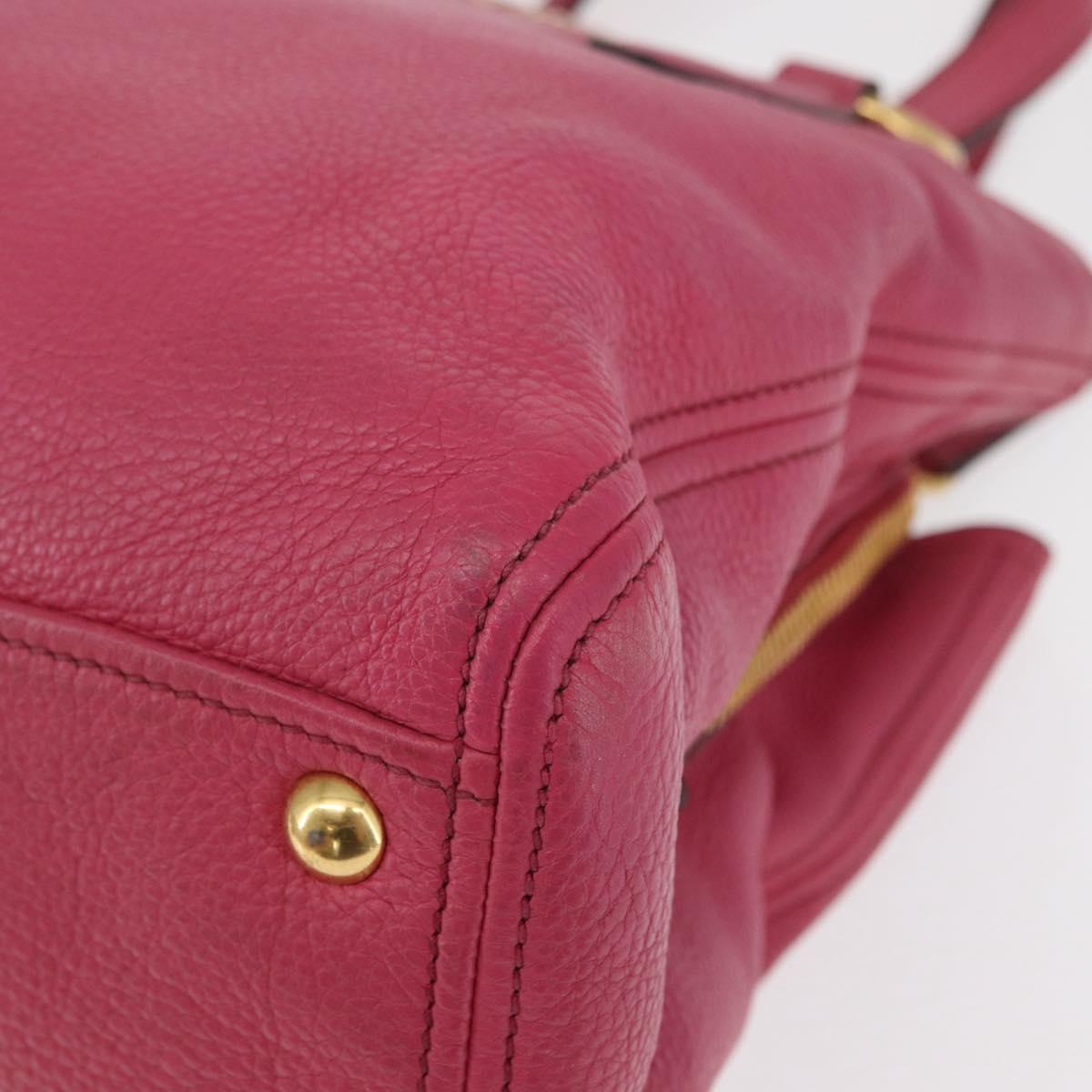 Miu Miu Tote Bag Leather 2way Pink Gold Auth ka354