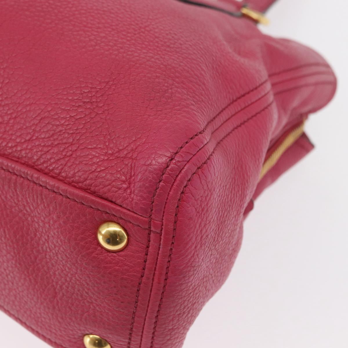 Miu Miu Tote Bag Leather 2way Pink Gold Auth ka354