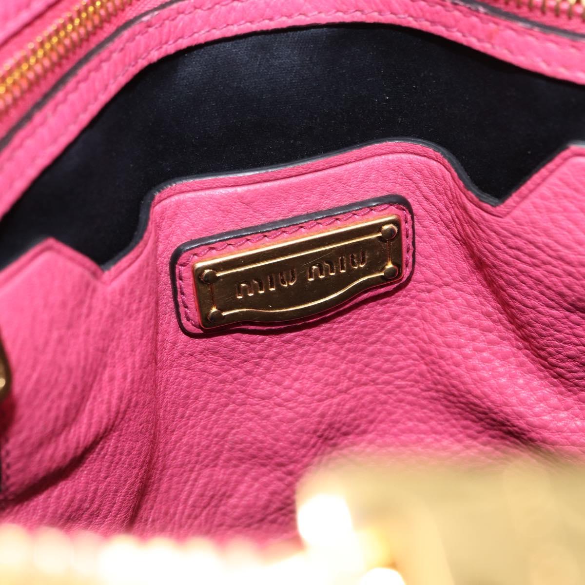 Miu Miu Tote Bag Leather 2way Pink Gold Auth ka354
