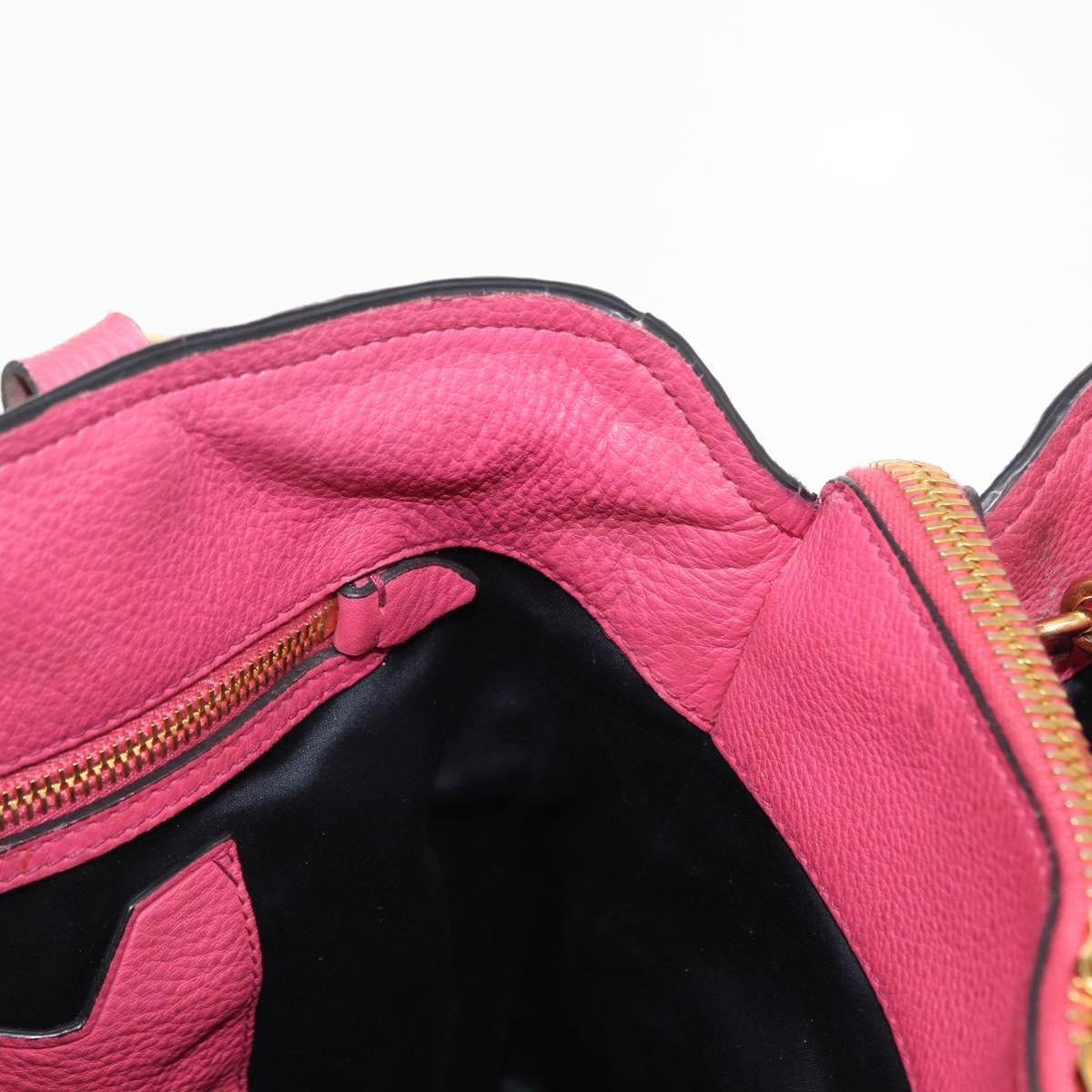 Miu Miu Tote Bag Leather 2way Pink Gold Auth ka354