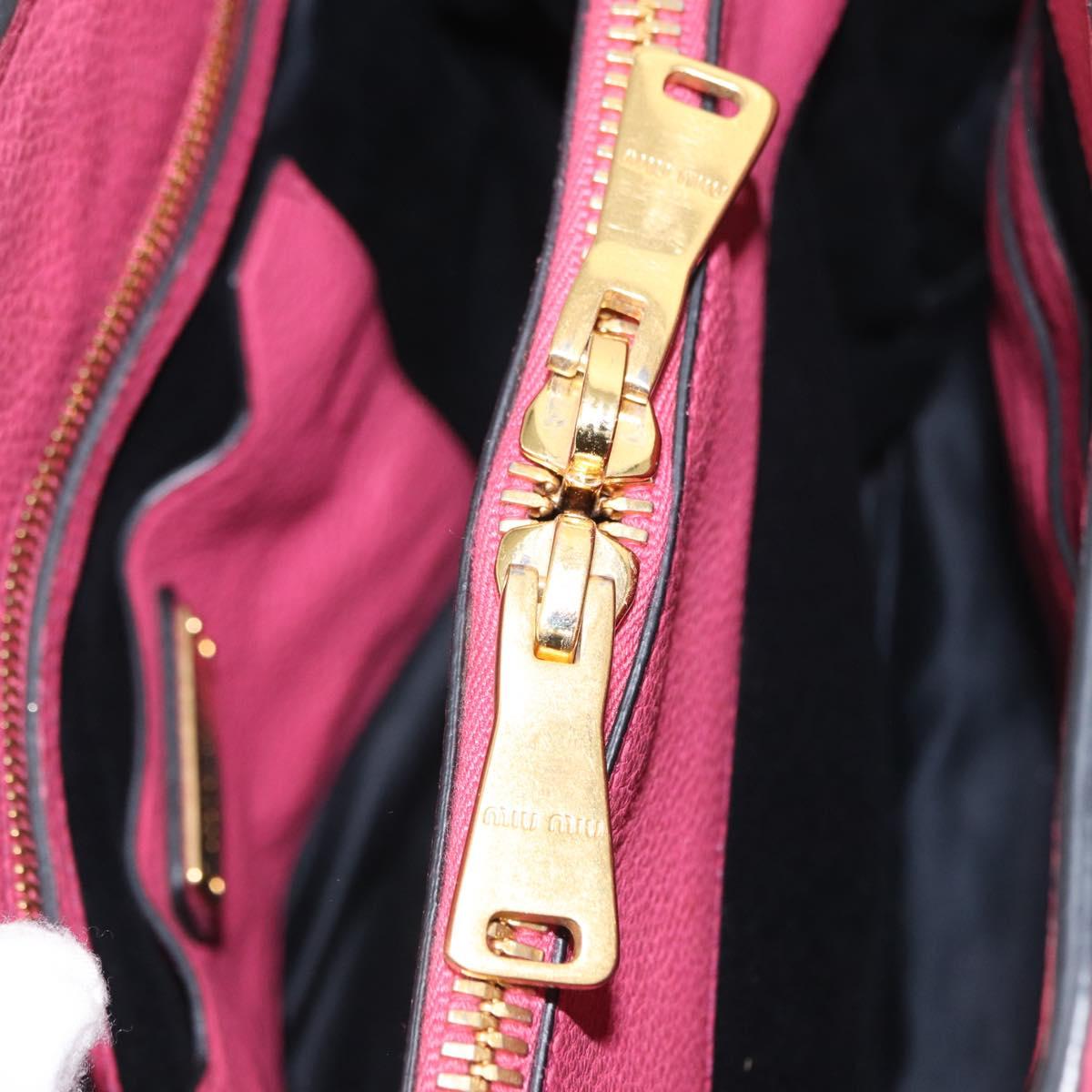 Miu Miu Tote Bag Leather 2way Pink Gold Auth ka354