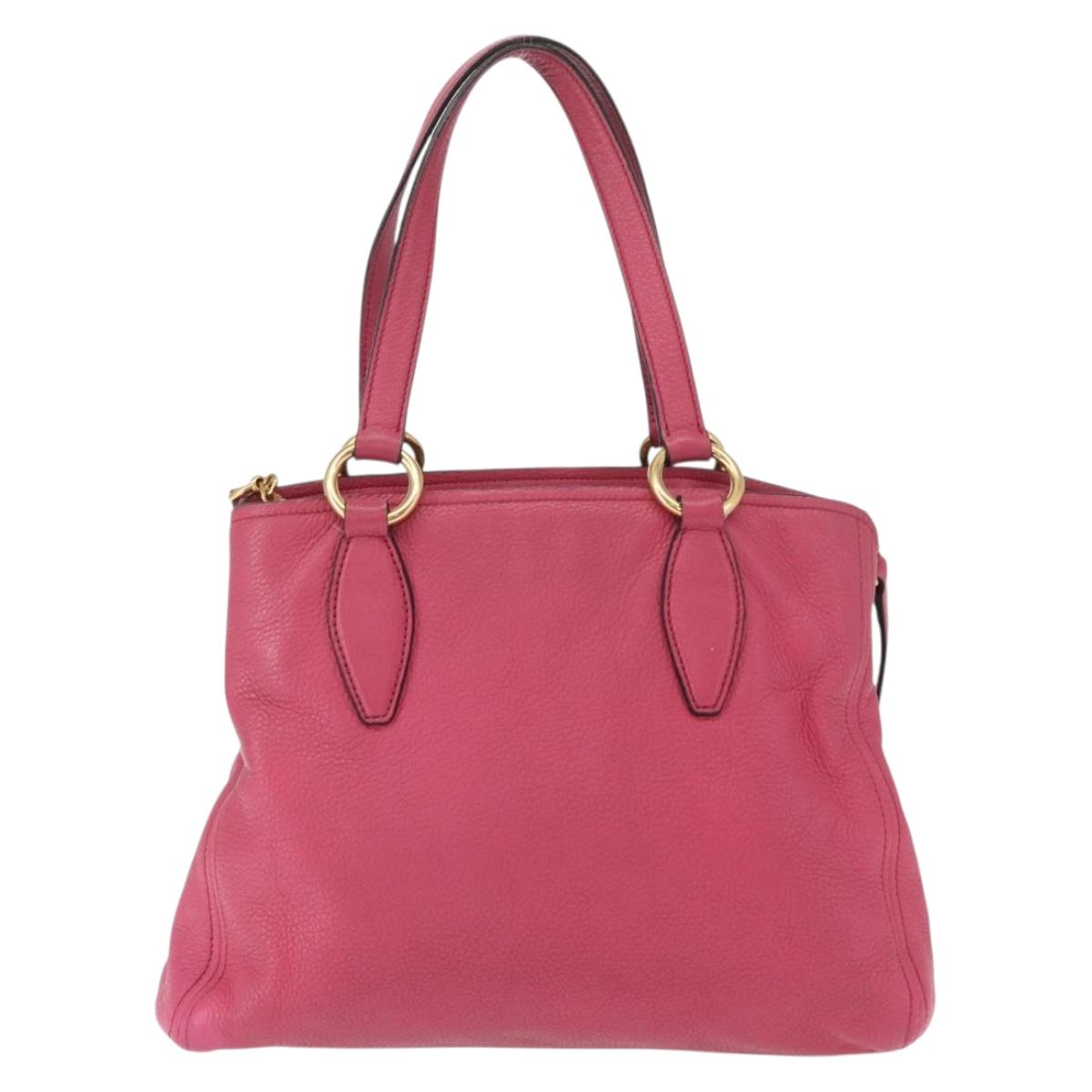 Miu Miu Tote Bag Leather 2way Pink Gold Auth ka354