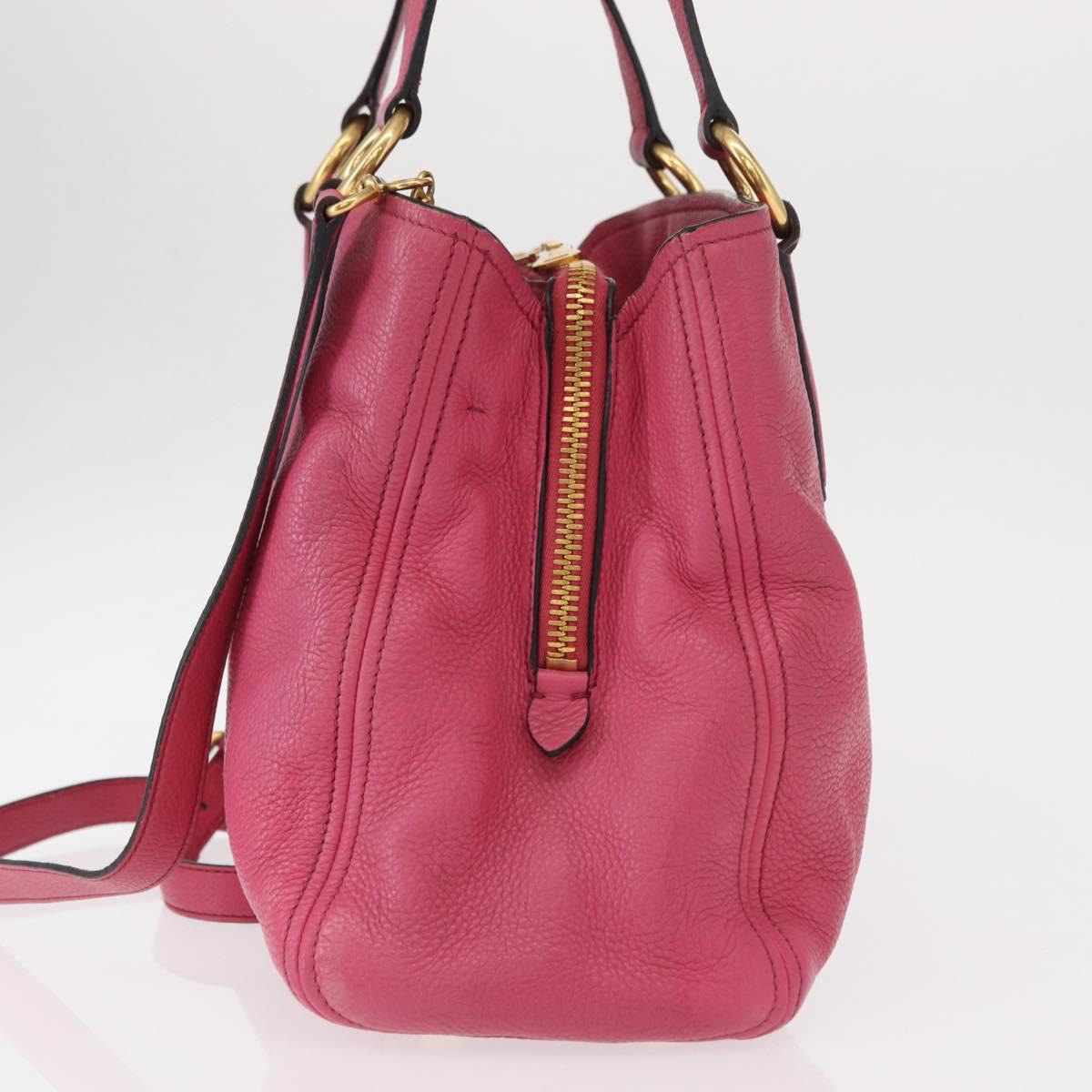 Miu Miu Tote Bag Leather 2way Pink Gold Auth ka354