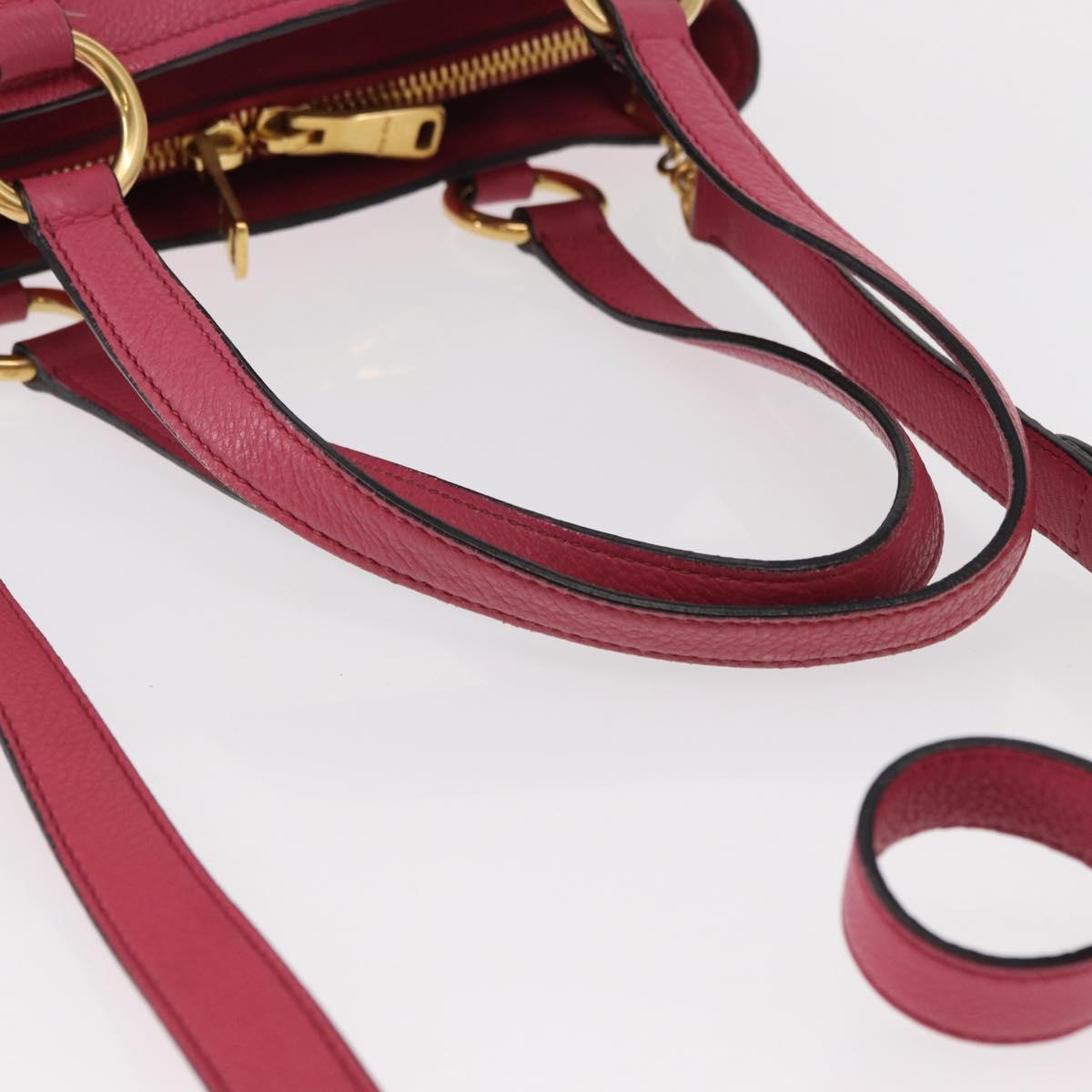 Miu Miu Tote Bag Leather 2way Pink Gold Auth ka354