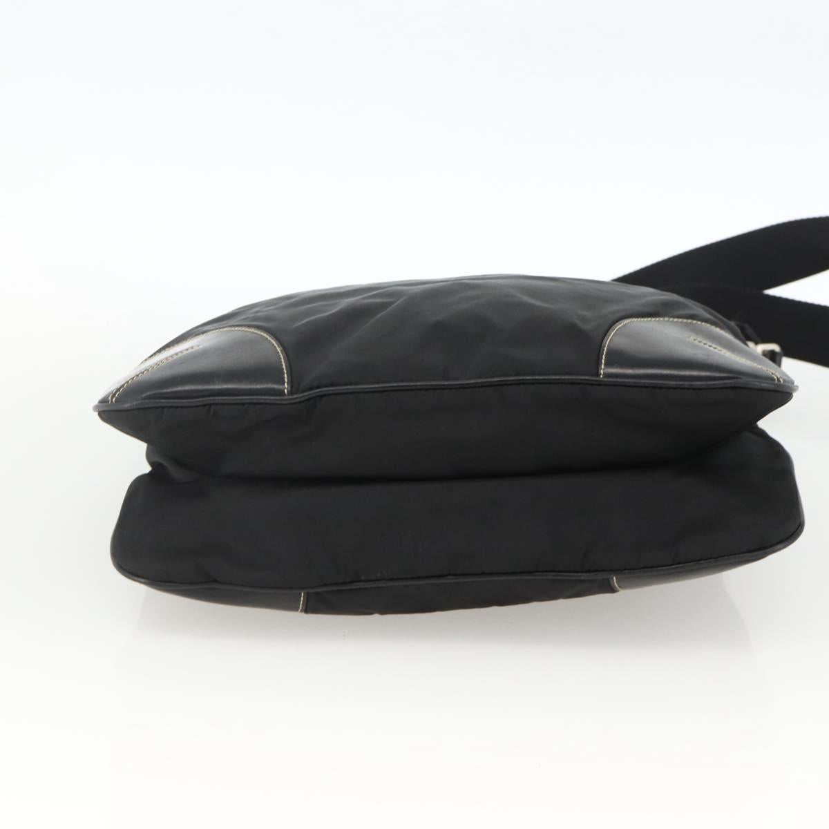 PRADA Shoulder Bag Nylon Black Silver Auth ka3541