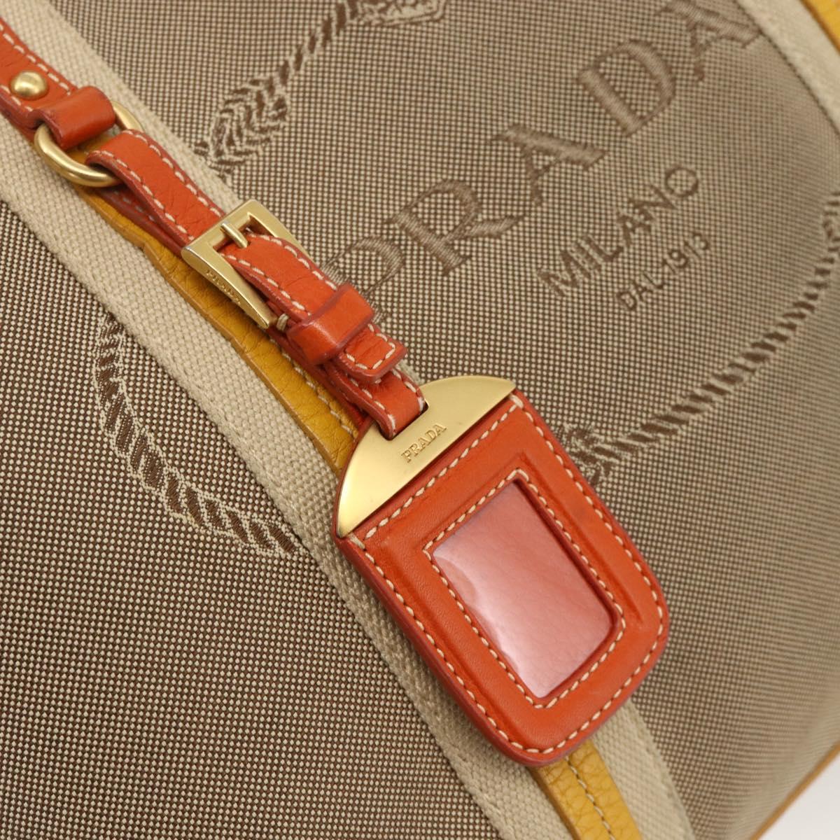 PRADA Hand Bag Logo jacquard 2way Beige Gold Auth ka3542