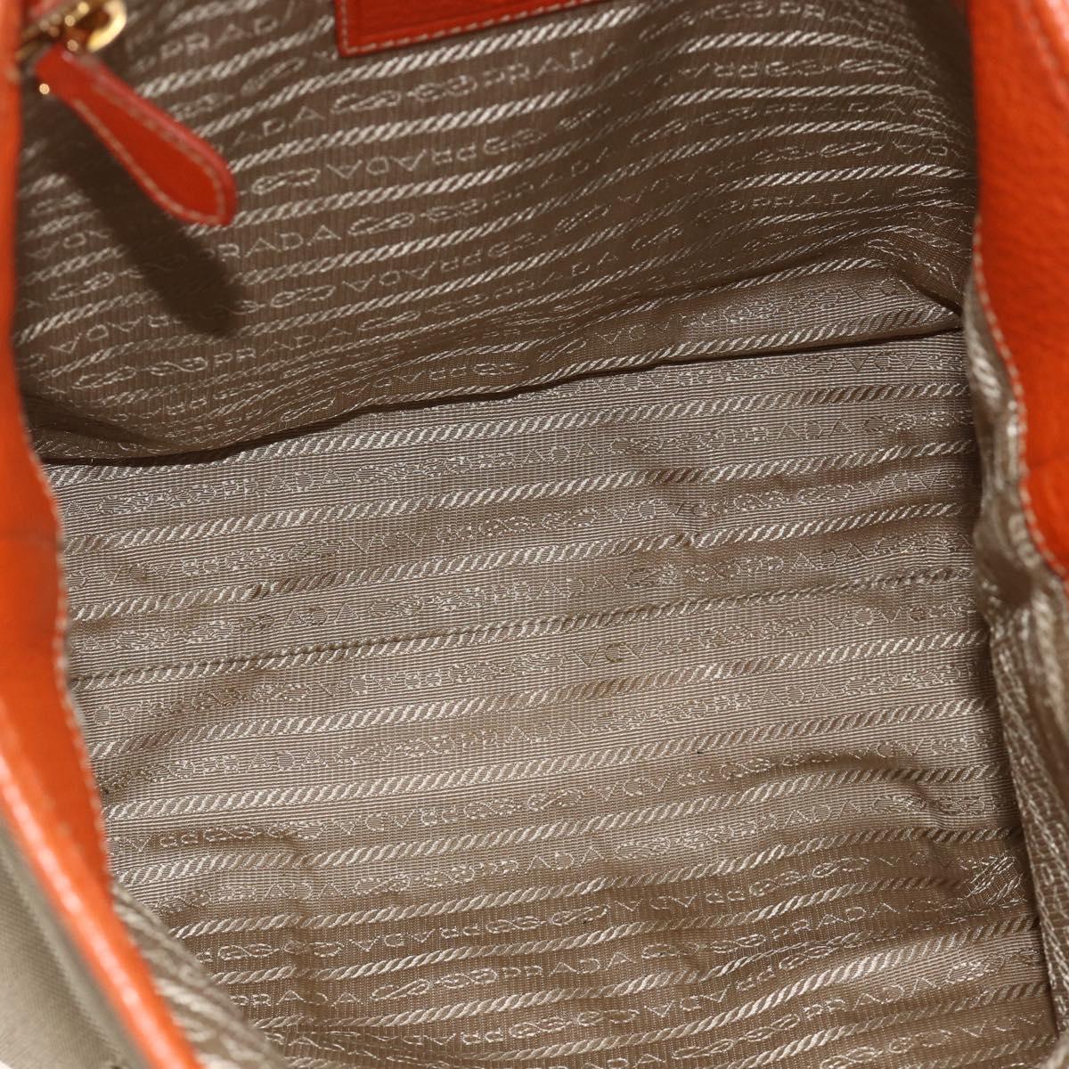PRADA Hand Bag Logo jacquard 2way Beige Gold Auth ka3542