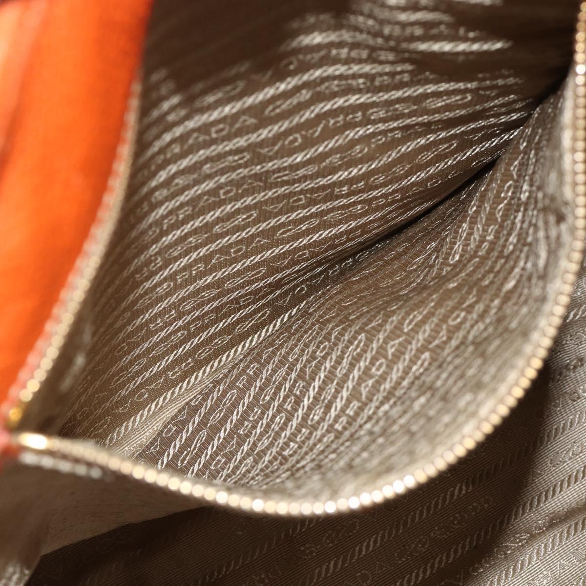 PRADA Hand Bag Logo jacquard 2way Beige Gold Auth ka3542