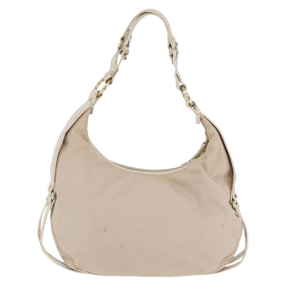FENDI Shoulder Bag Canvas Leather Beige Gold Auth ka3548