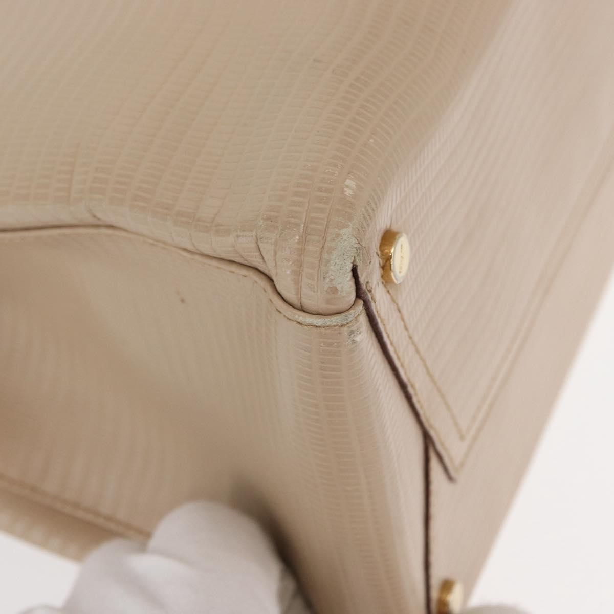 Salvatore Ferragamo Shoulder Bag Leather Beige Gold Auth ka355