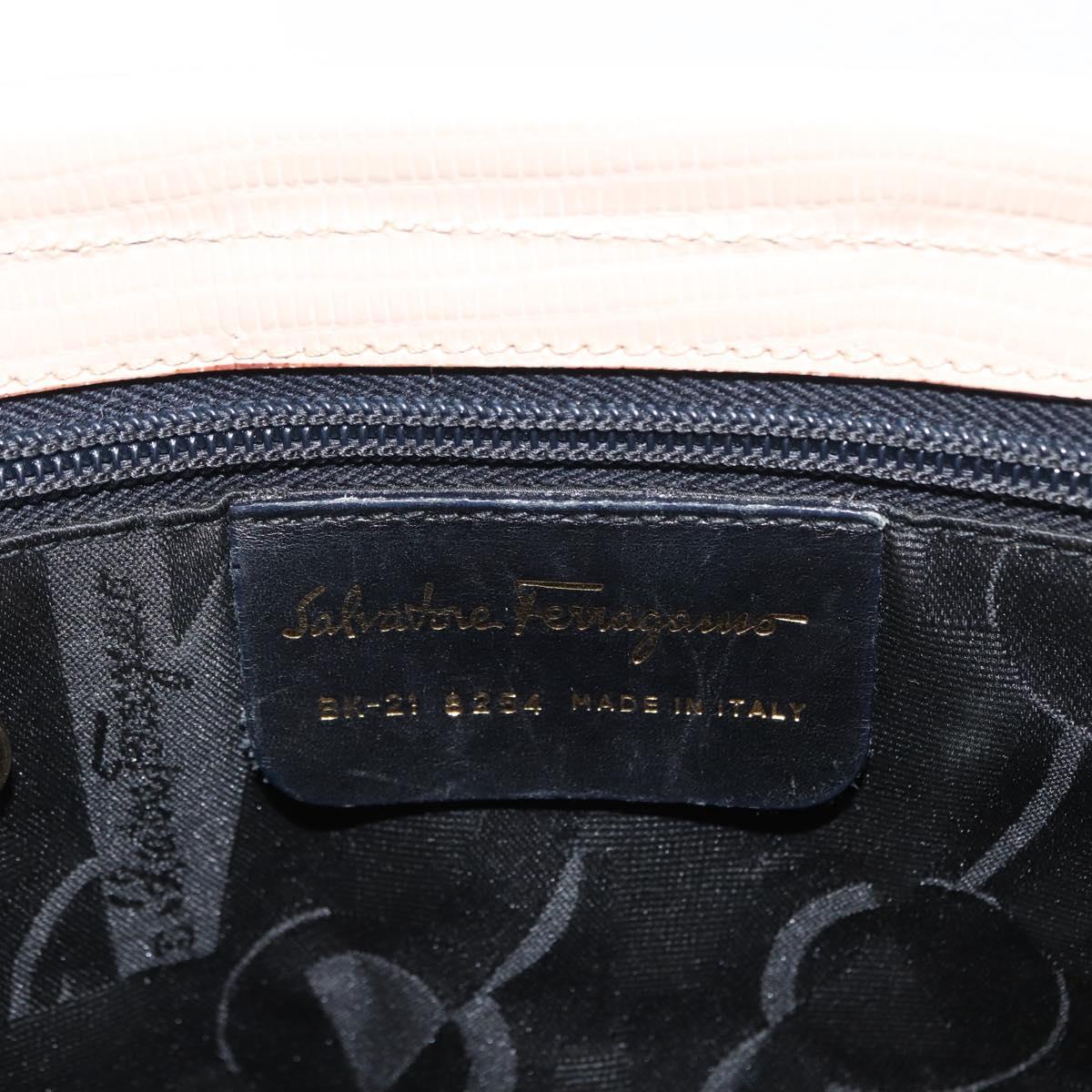 Salvatore Ferragamo Shoulder Bag Leather Beige Gold Auth ka355