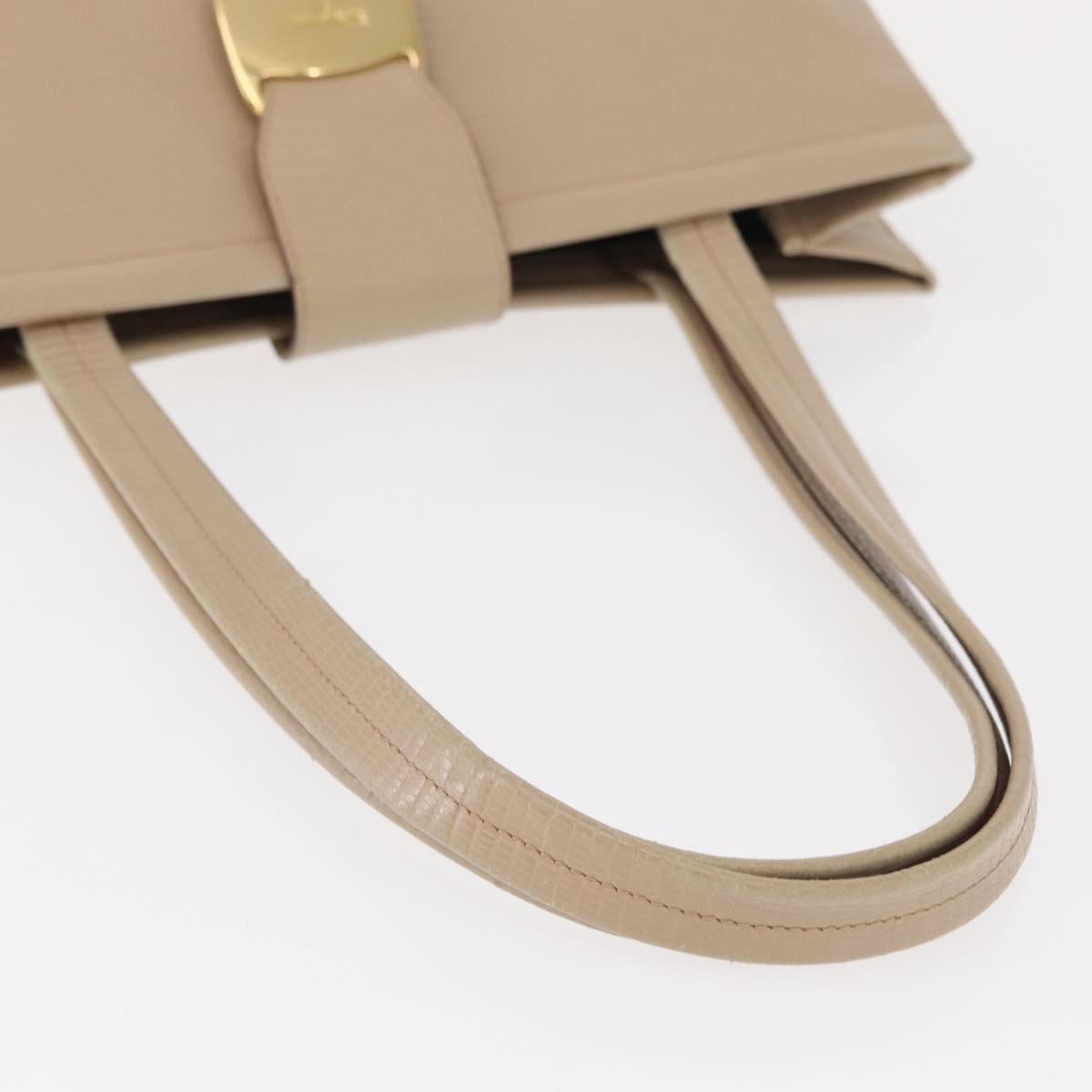 Salvatore Ferragamo Shoulder Bag Leather Beige Gold Auth ka355