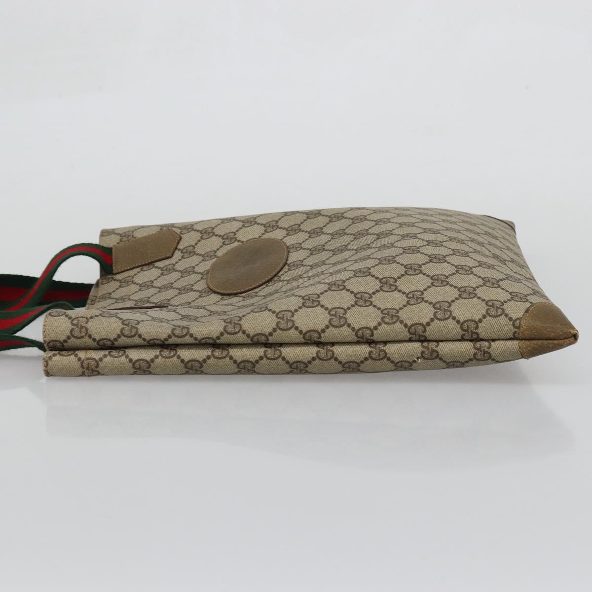 GUCCI GG Supreme Web Sherry Line Tote Bag PVC Beige Red 02 37 1300 Auth ka3550