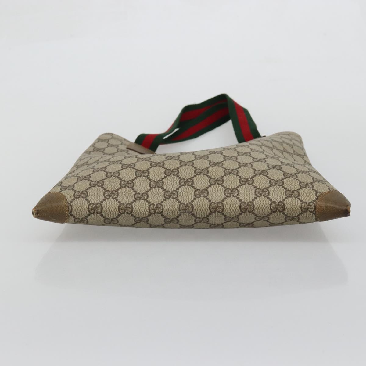 GUCCI GG Supreme Web Sherry Line Tote Bag PVC Beige Red 02 37 1300 Auth ka3550