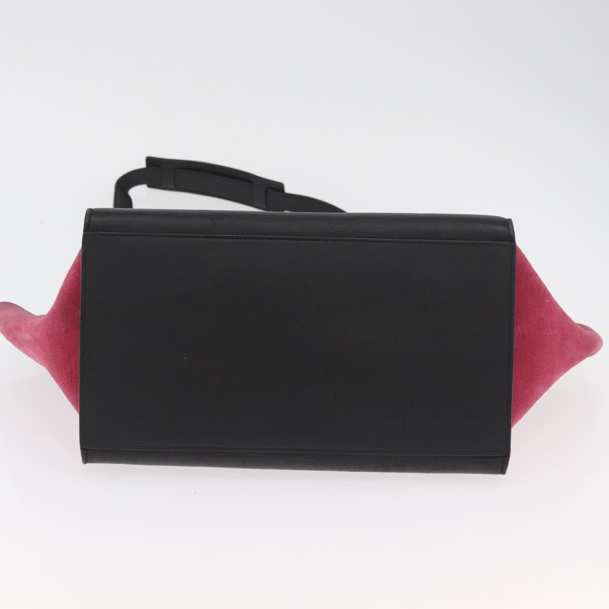 CELINE Trapeze Hand Bag Suede Leather 2way Pink Beige Auth ka3552A