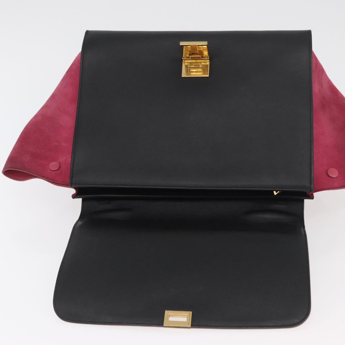 CELINE Trapeze Hand Bag Suede Leather 2way Pink Beige Auth ka3552A