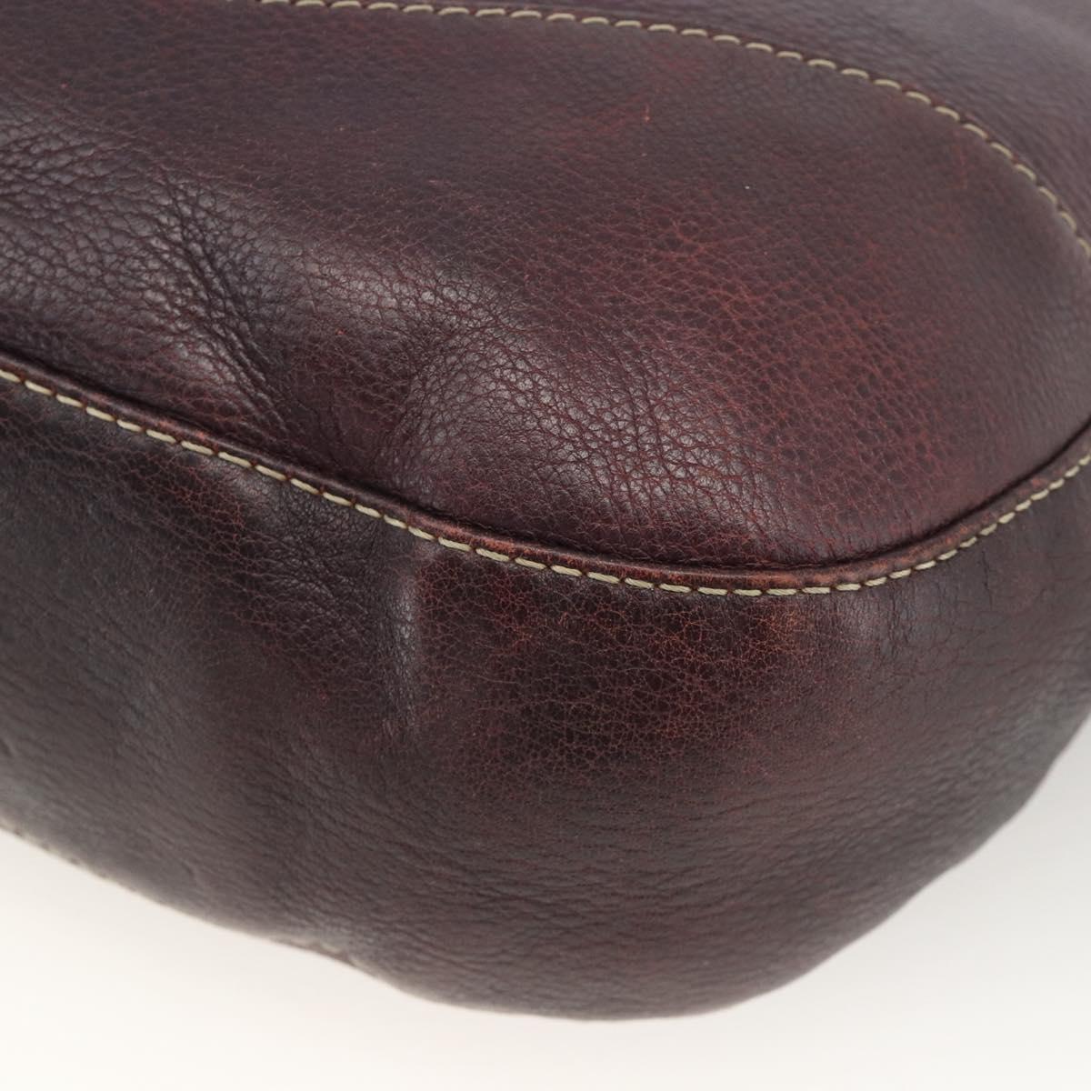 GUCCI Shoulder Bag Leather Wine Red Silver 247393 Auth ka3554