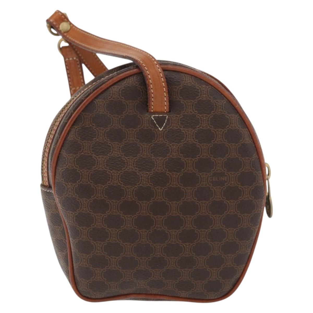 CELINE Macadam Canvas Shoulder Bag PVC Leather Brown Gold Auth ka3558A