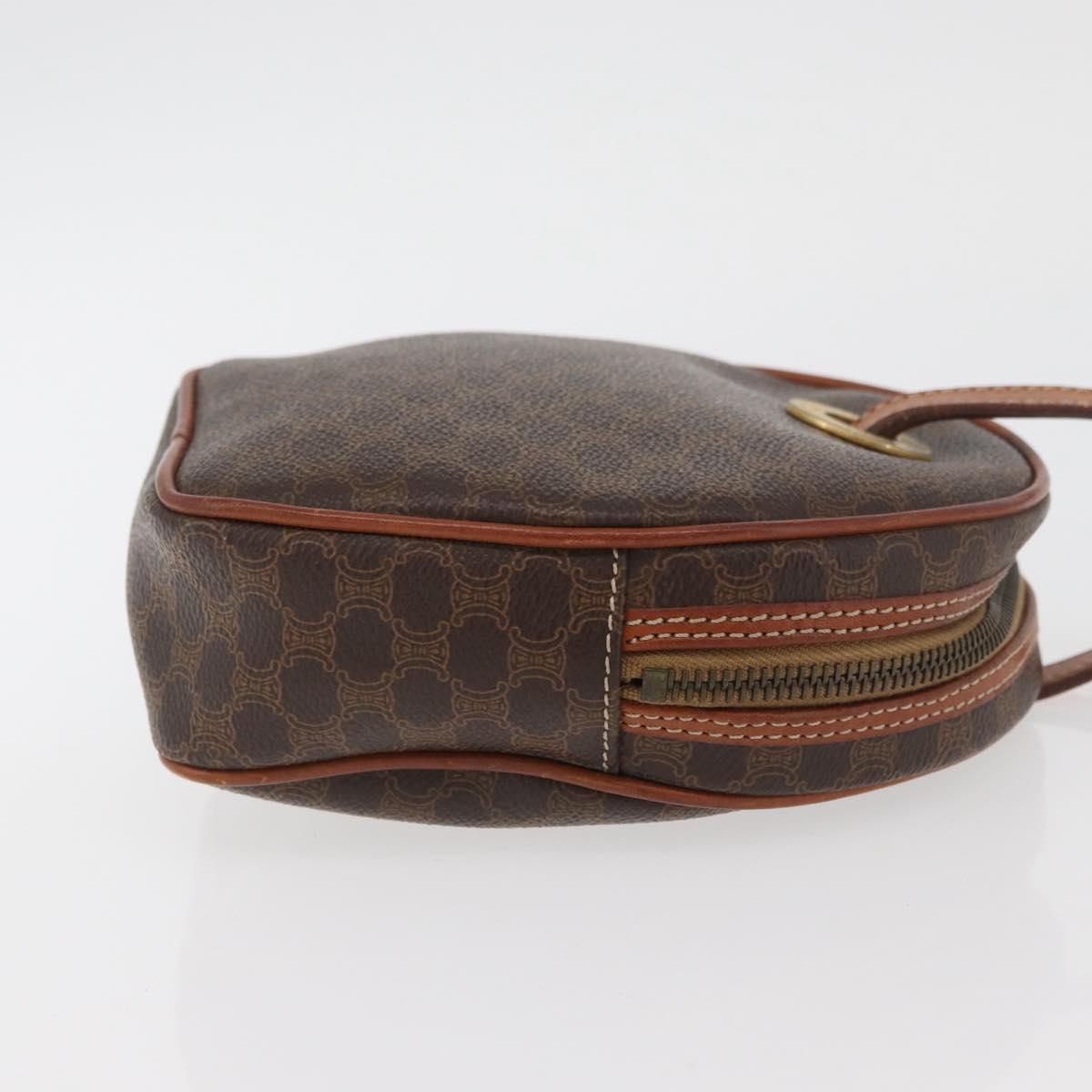 CELINE Macadam Canvas Shoulder Bag PVC Leather Brown Gold Auth ka3558A
