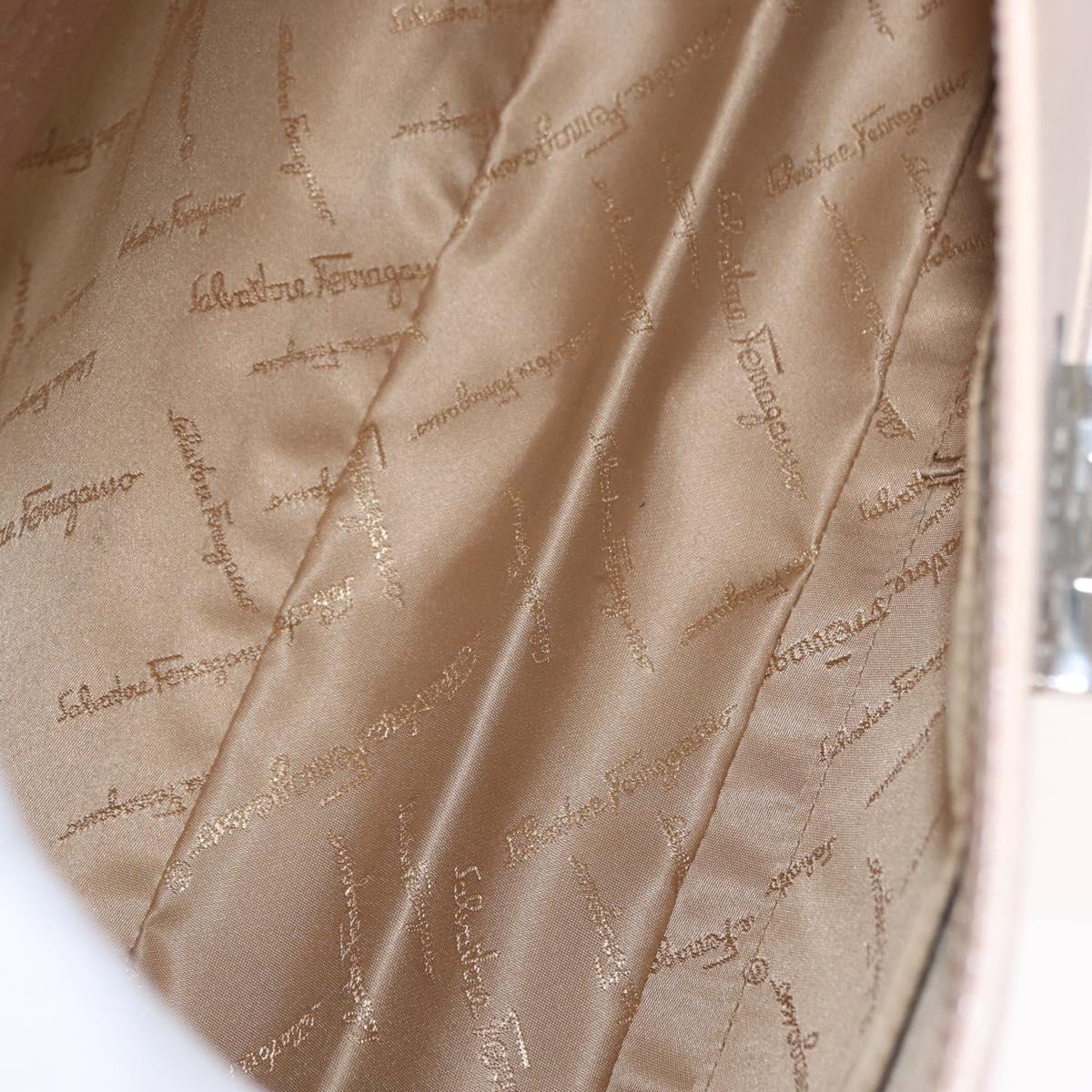 Salvatore Ferragamo Gancini Shoulder Bag Leather Pink Silver Auth ka356