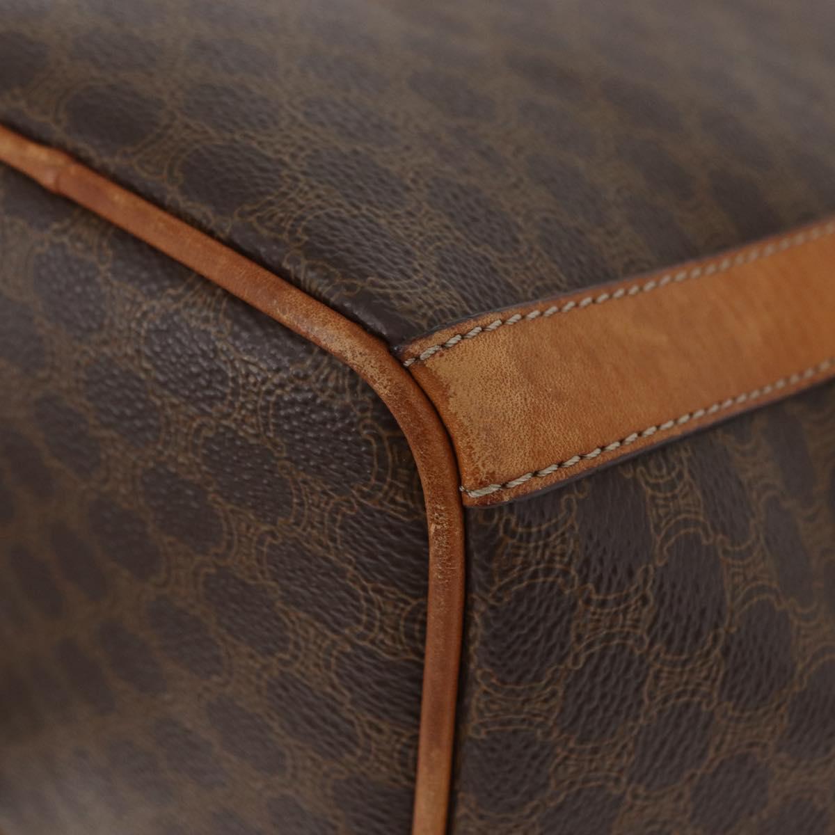 CELINE Macadam Canvas Shoulder Bag PVC Leather Brown Gold Auth ka3561