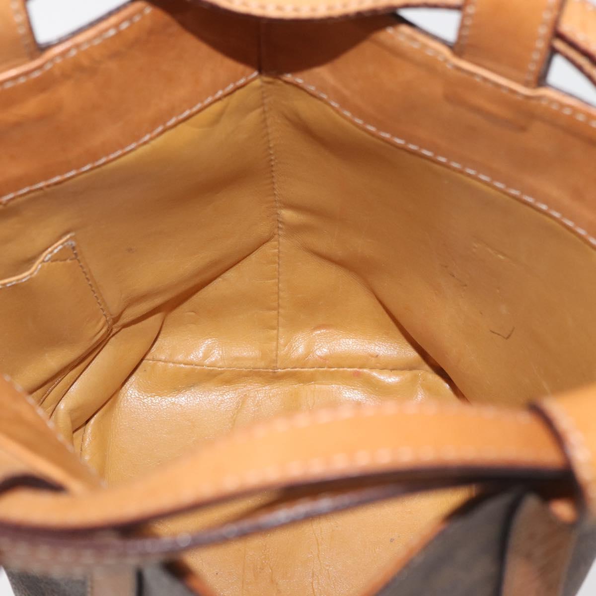 CELINE Macadam Canvas Shoulder Bag PVC Leather Brown Gold Auth ka3561