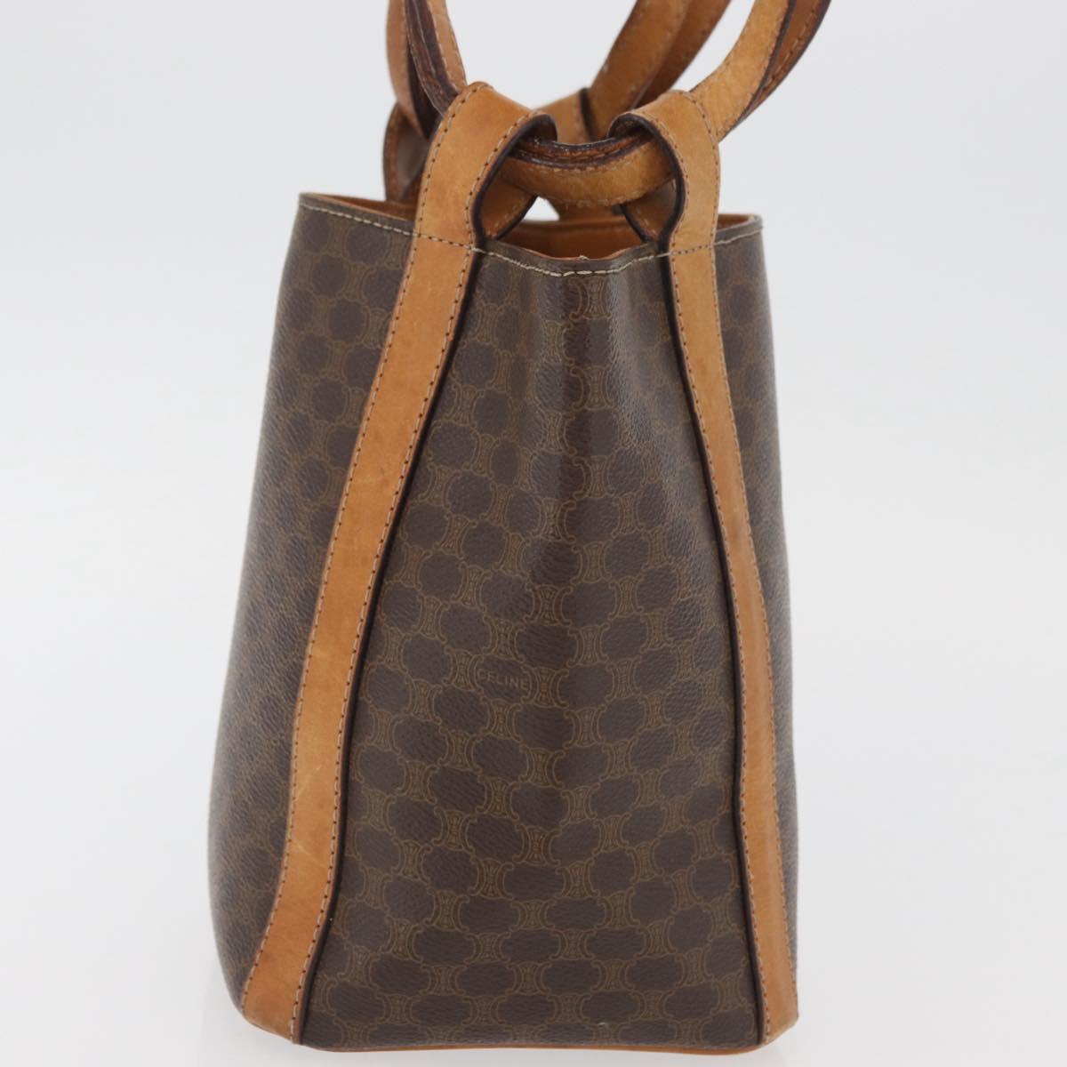 CELINE Macadam Canvas Shoulder Bag PVC Leather Brown Gold Auth ka3561