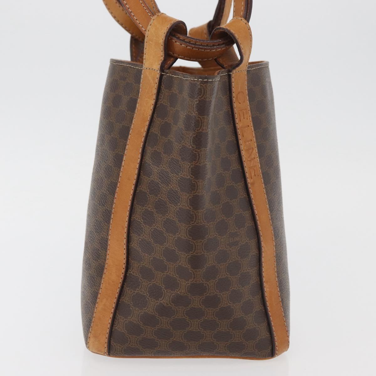 CELINE Macadam Canvas Shoulder Bag PVC Leather Brown Gold Auth ka3561