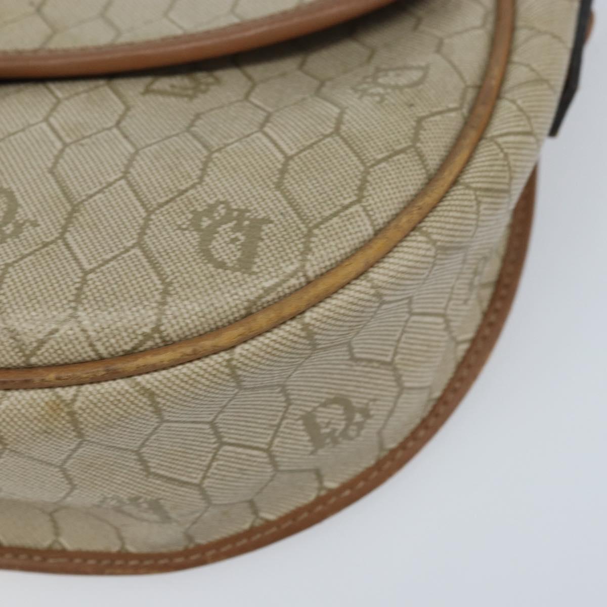 Christian Dior Honeycomb Canvas Shoulder Bag PVC Beige Gold Auth ka3563