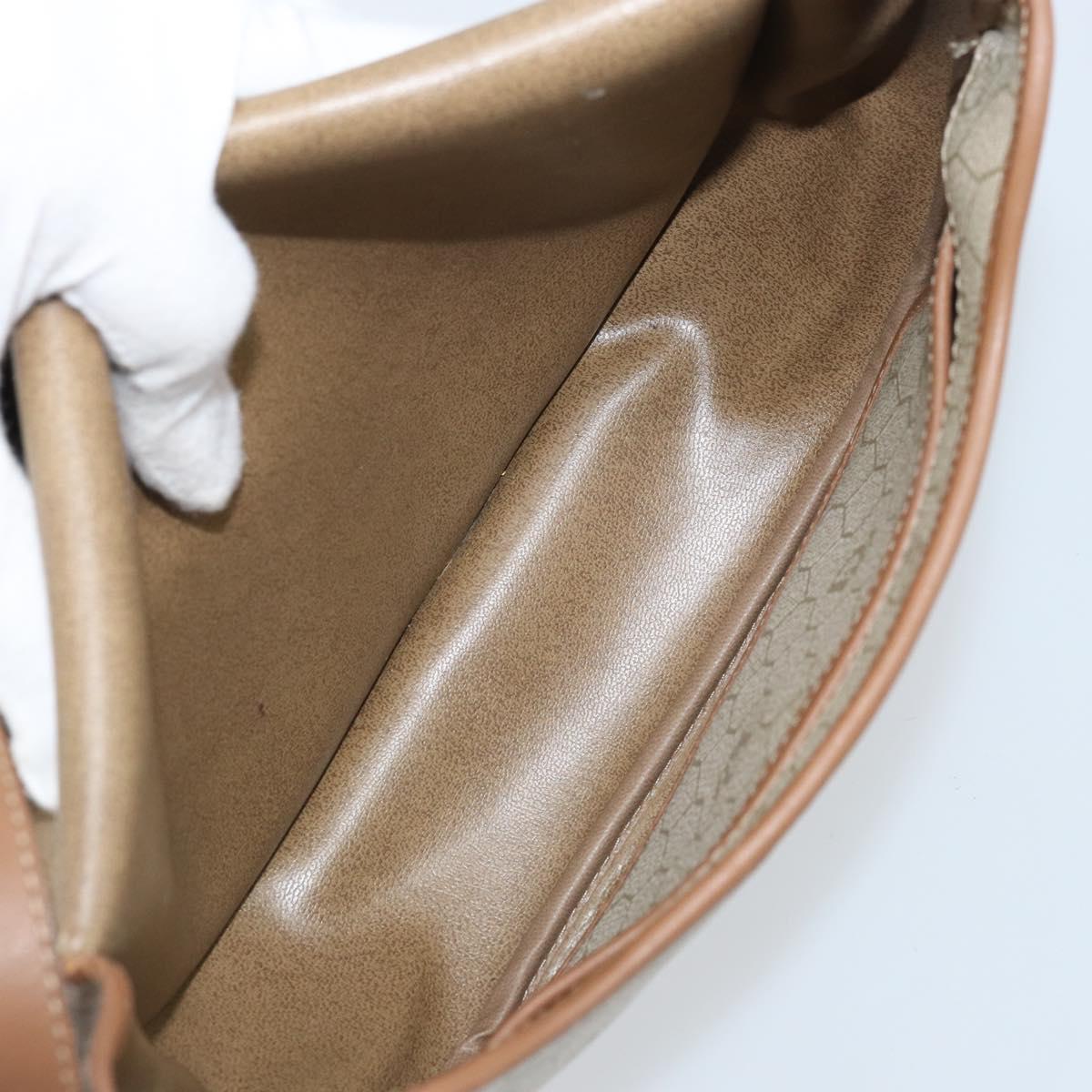 Christian Dior Honeycomb Canvas Shoulder Bag PVC Beige Gold Auth ka3563