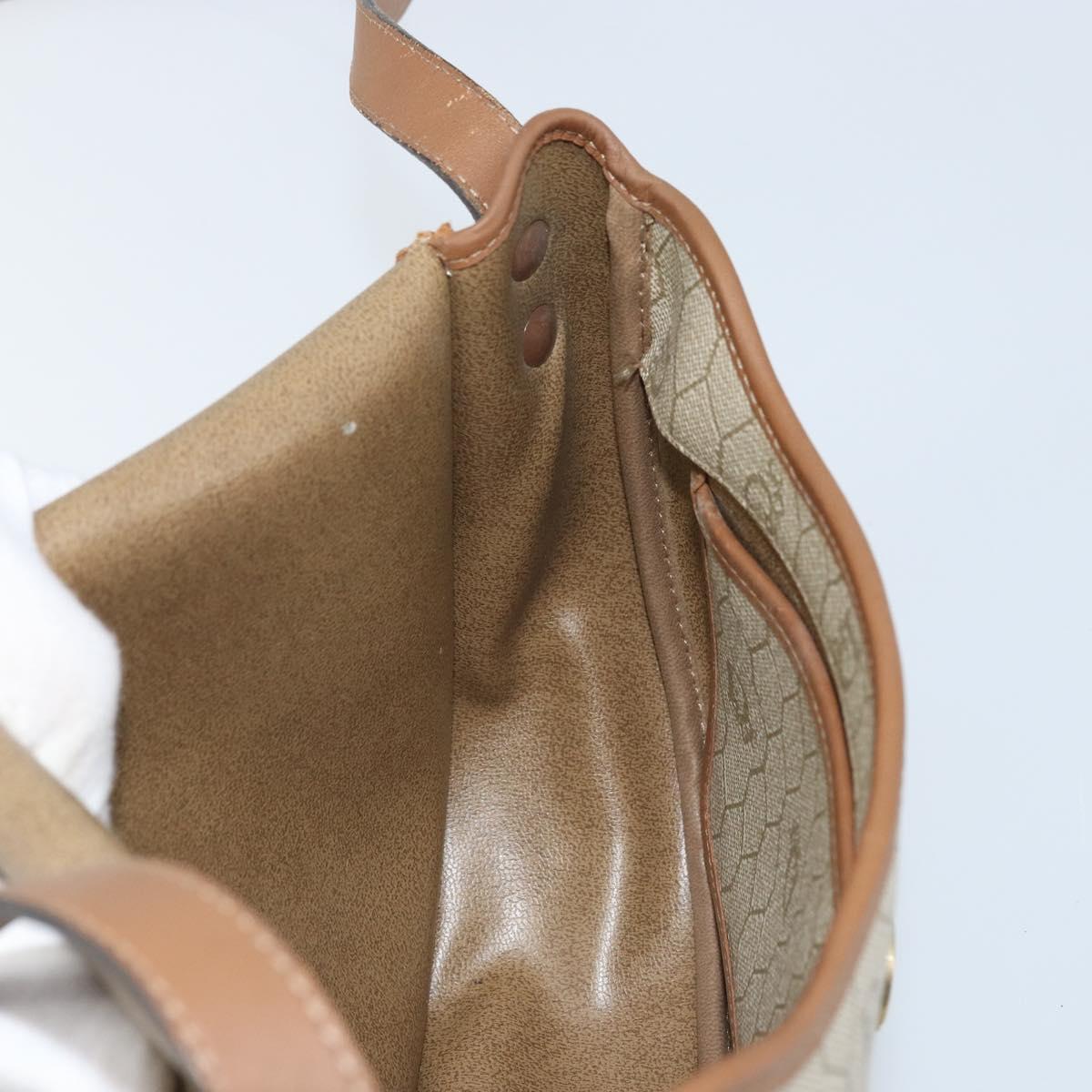Christian Dior Honeycomb Canvas Shoulder Bag PVC Beige Gold Auth ka3563