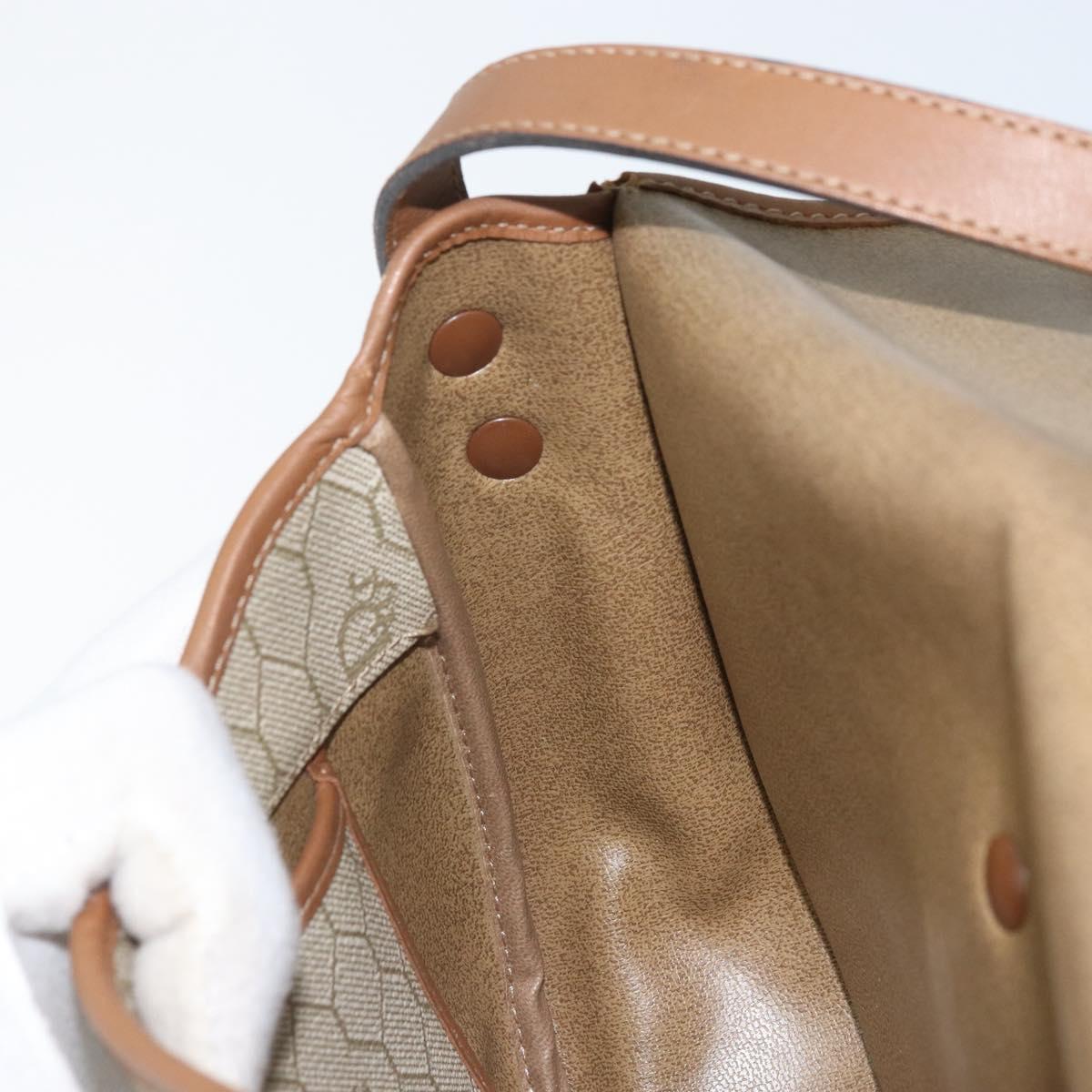 Christian Dior Honeycomb Canvas Shoulder Bag PVC Beige Gold Auth ka3563
