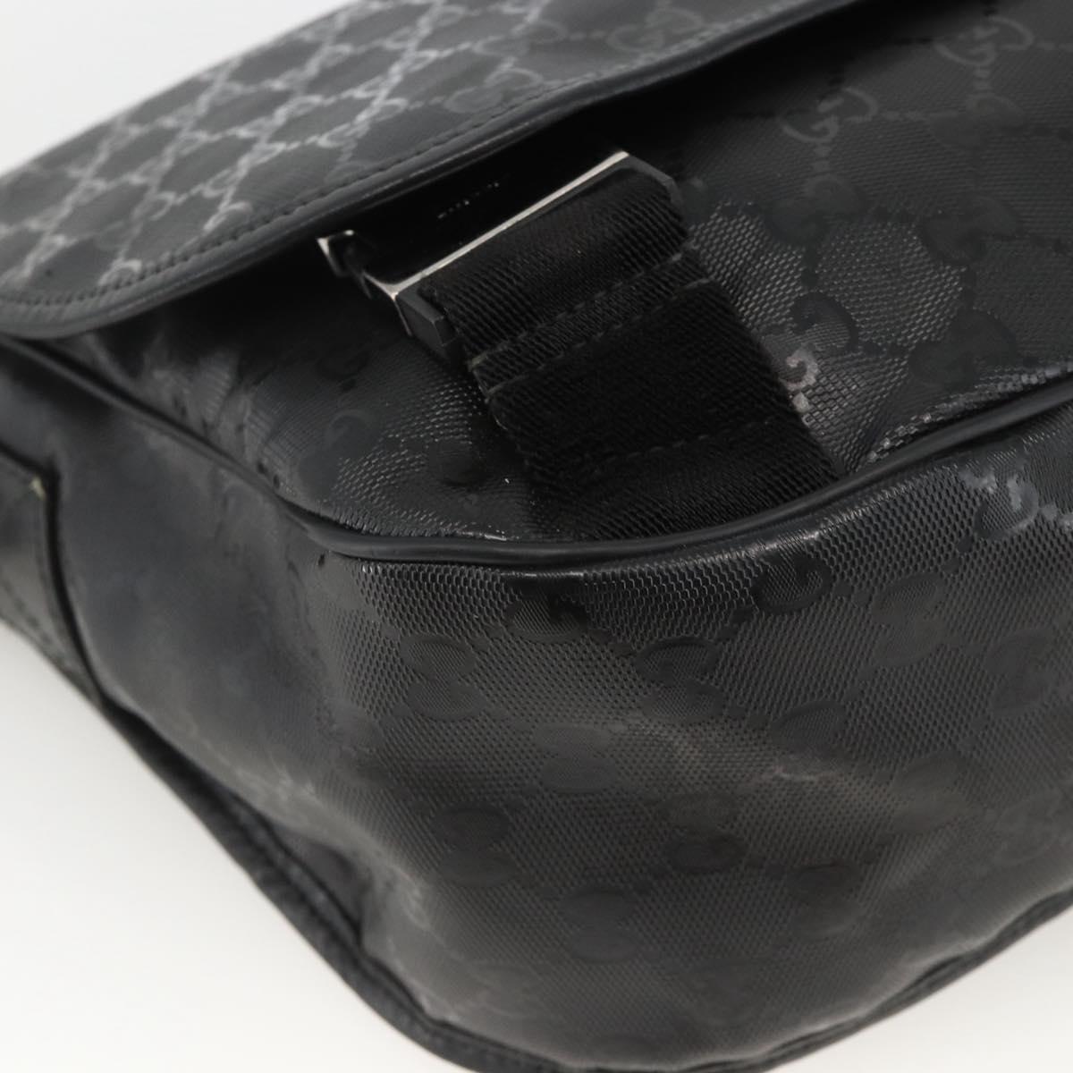 GUCCI GG Implementation Shoulder Bag PVC Black Silver 201732 Auth ka3564