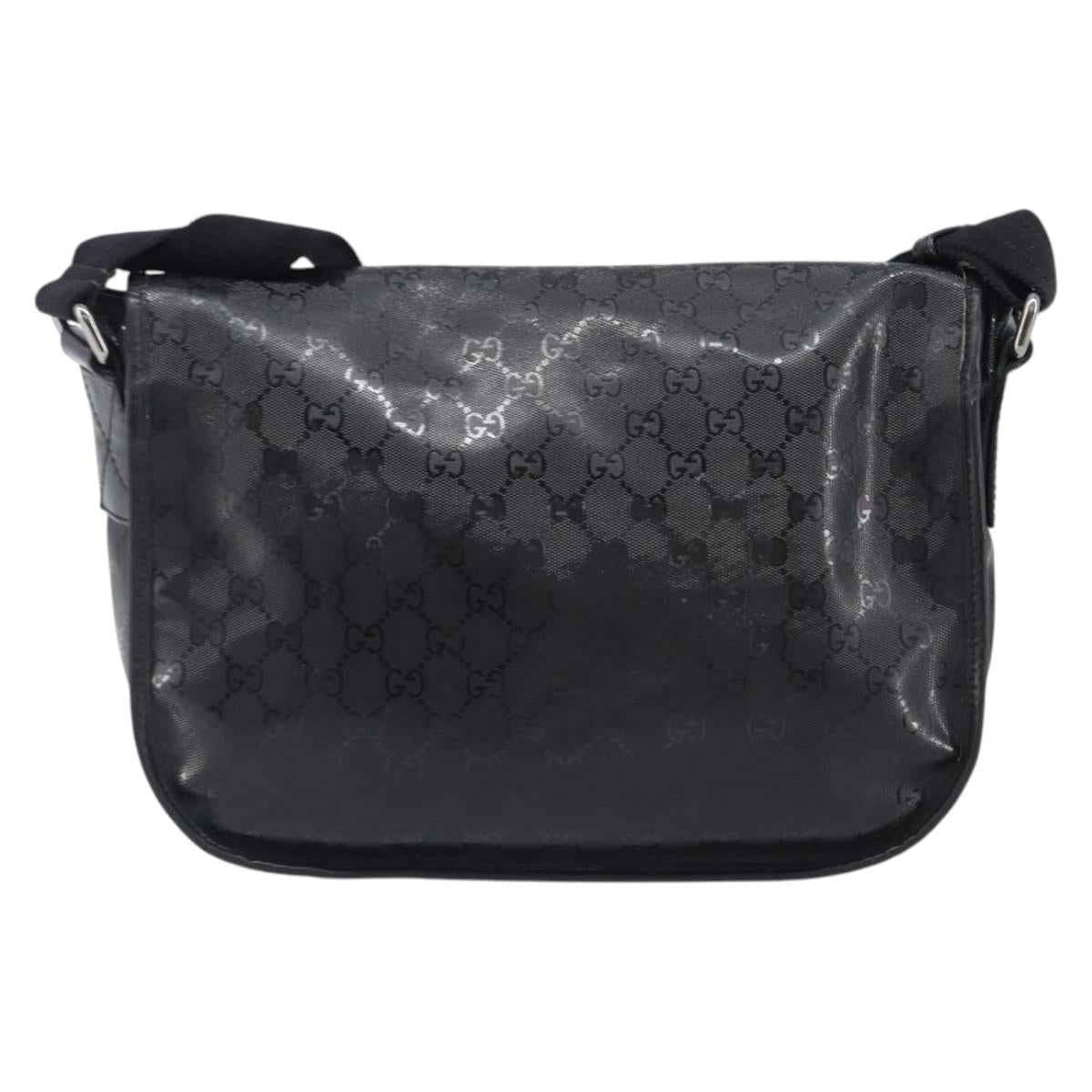 GUCCI GG Implementation Shoulder Bag PVC Black Silver 201732 Auth ka3564
