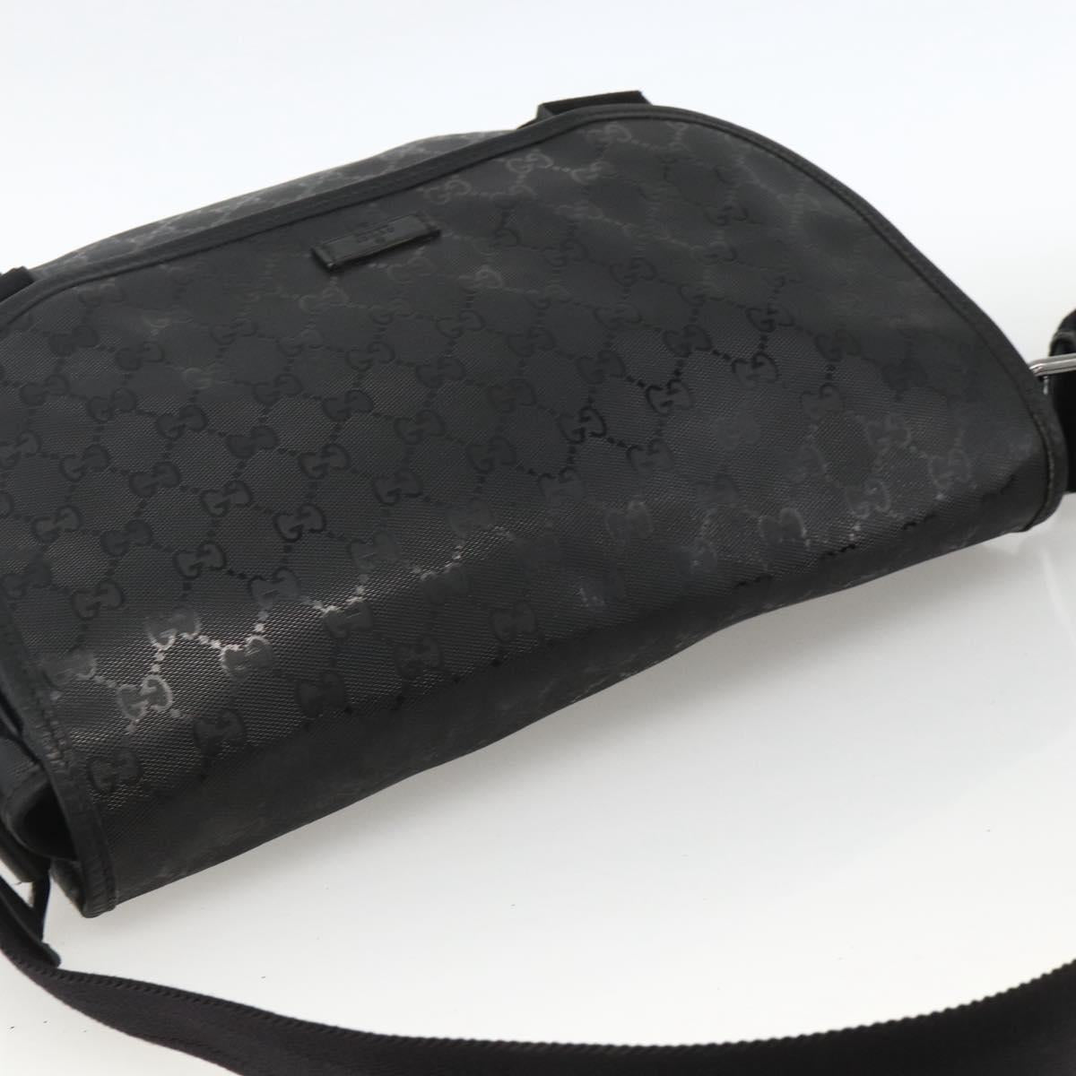 GUCCI GG Implementation Shoulder Bag PVC Black Silver 201732 Auth ka3564