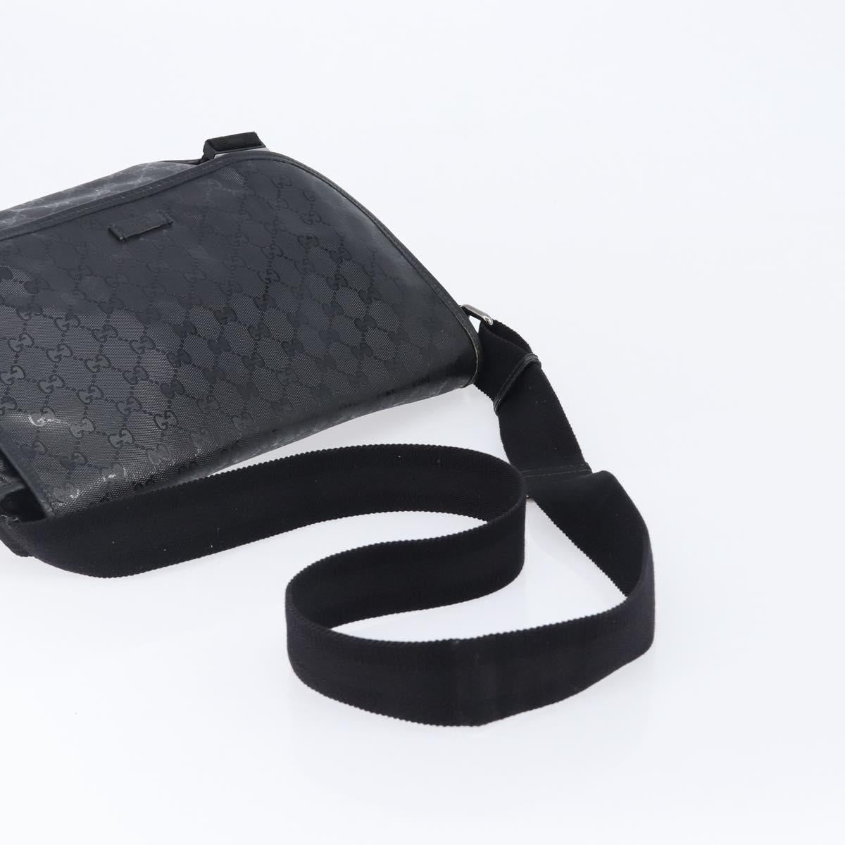 GUCCI GG Implementation Shoulder Bag PVC Black Silver 201732 Auth ka3564