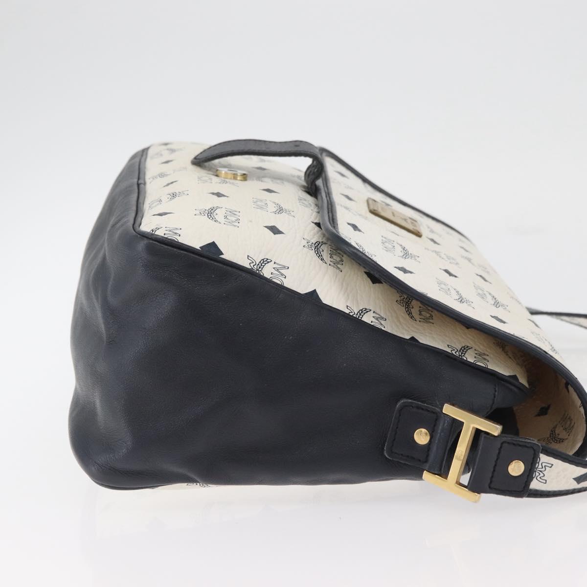 MCM Vicetos Logogram Shoulder Bag PVC Leather White Gold Auth ka3568